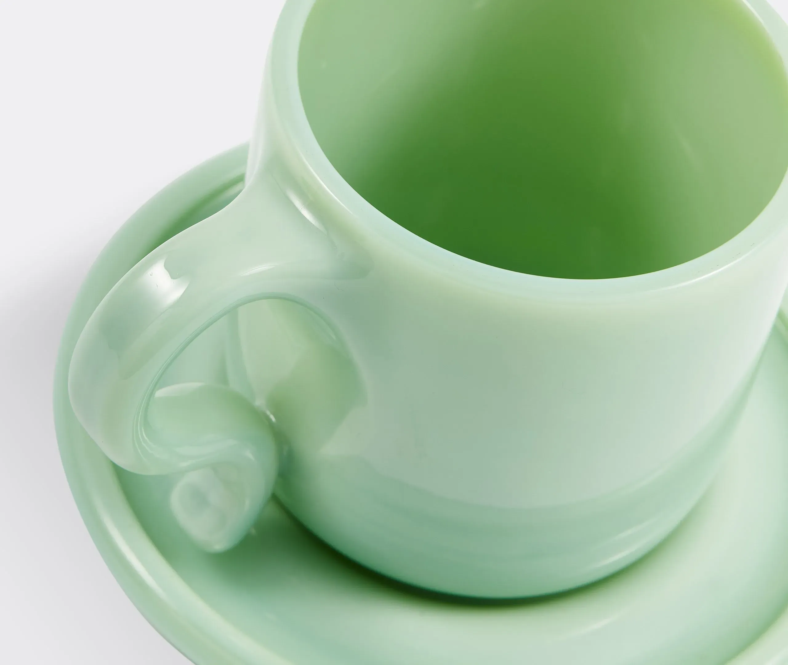 Gobi Cappuccino Mug Set of Two - Light Green, Glass