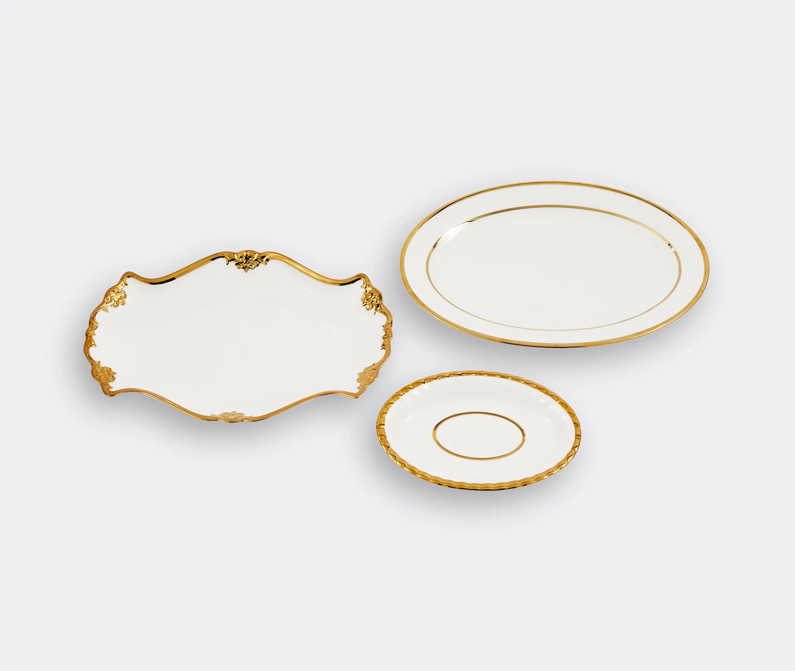 Golden Finds Assorted Platter Set - White, Porcelain