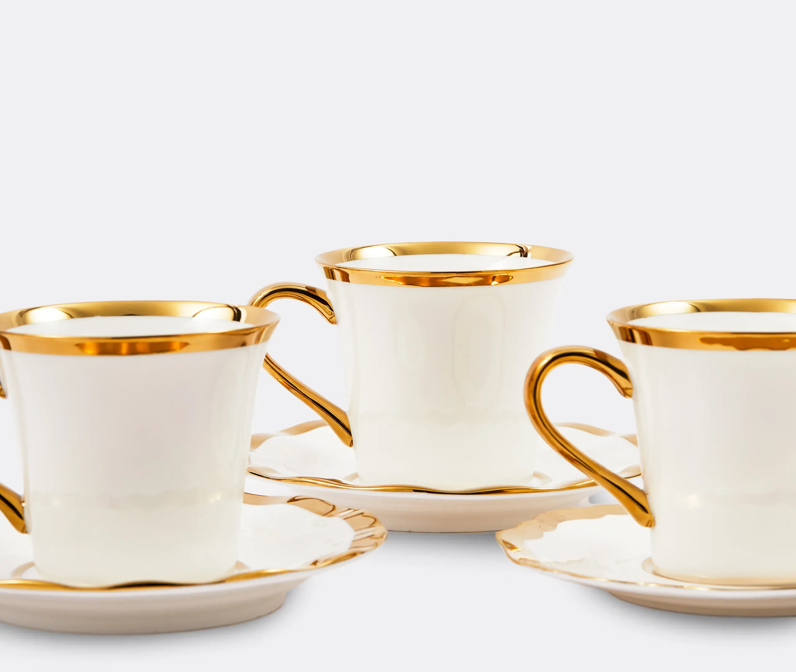 Golden Finds Coffee Cup Set of 4 - White, Porcelain