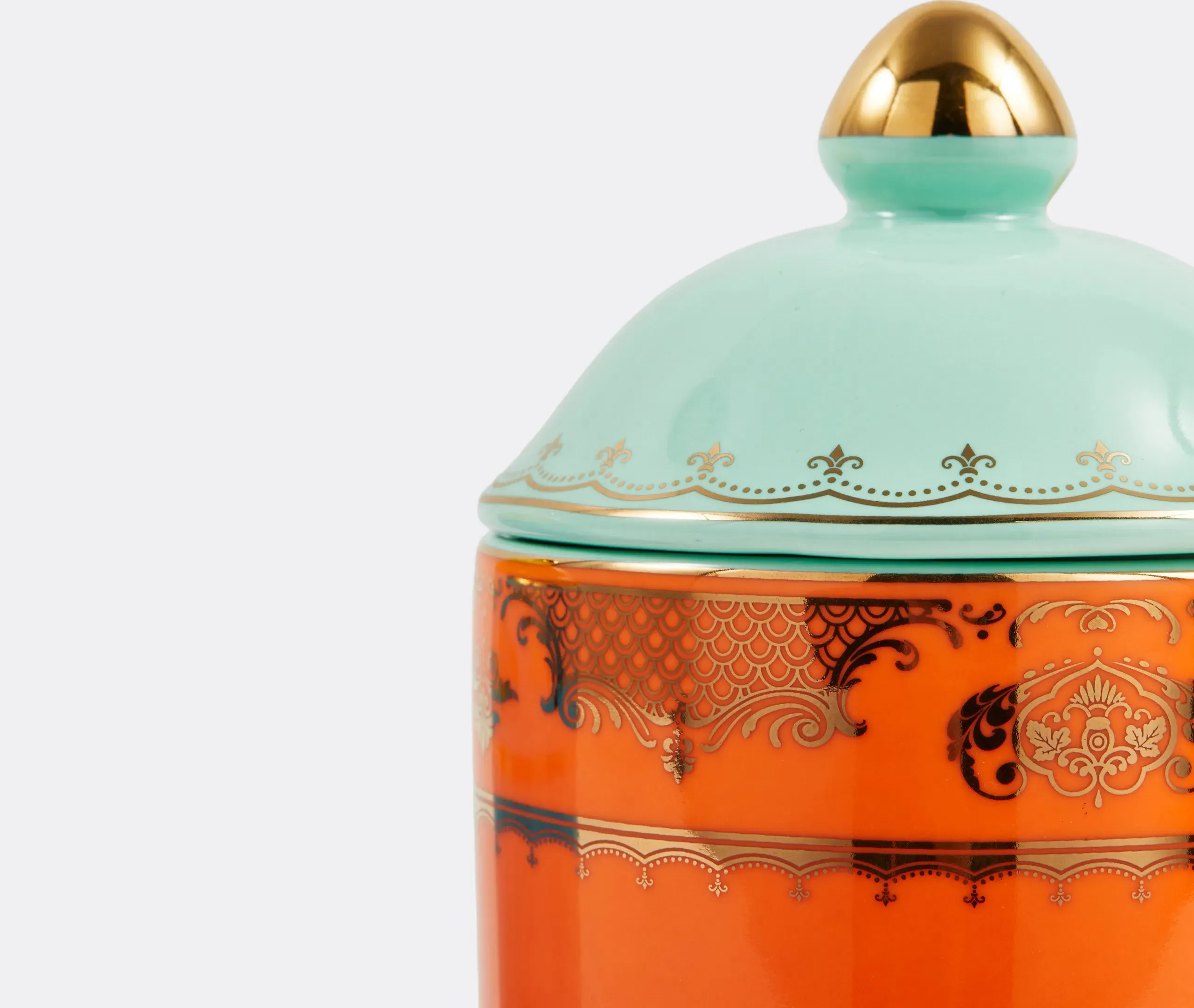 Grandpa Lidded Jar - Orange, Porcelain