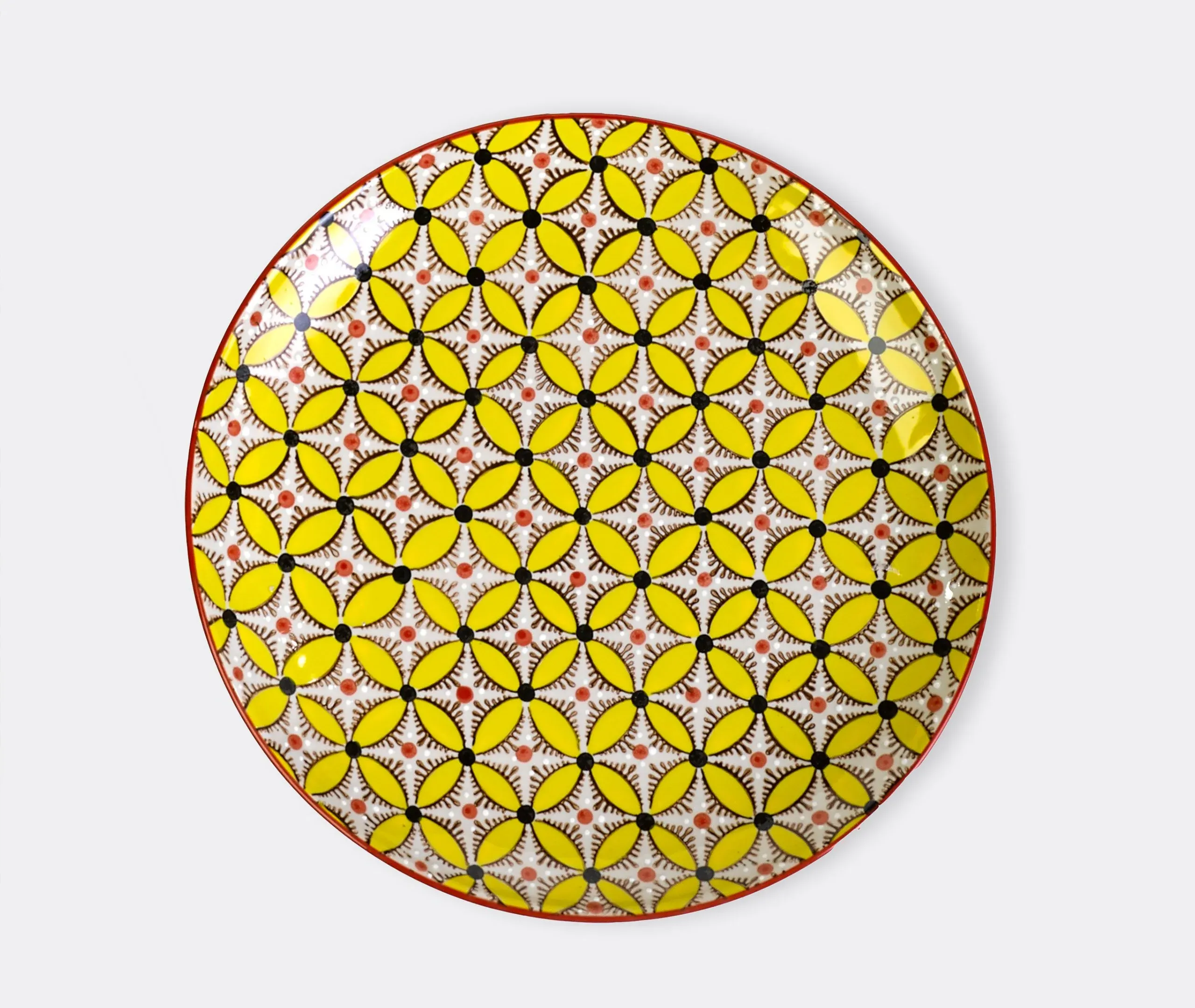 Hippy Side Dinner Plate Set of Four - Multicolor, Ceramic