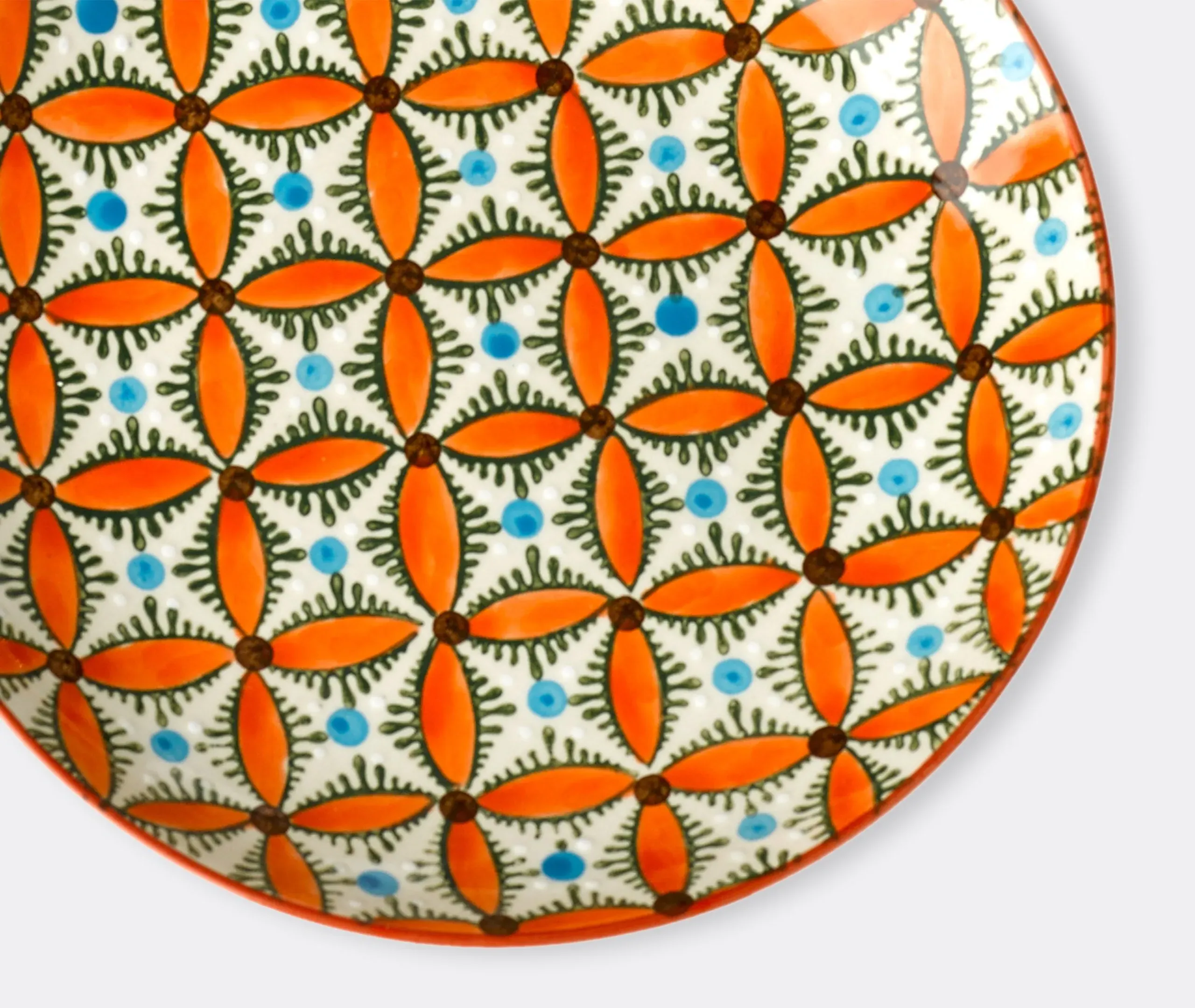 Hippy Side Plate Set of Four - Multicolor, Ceramic