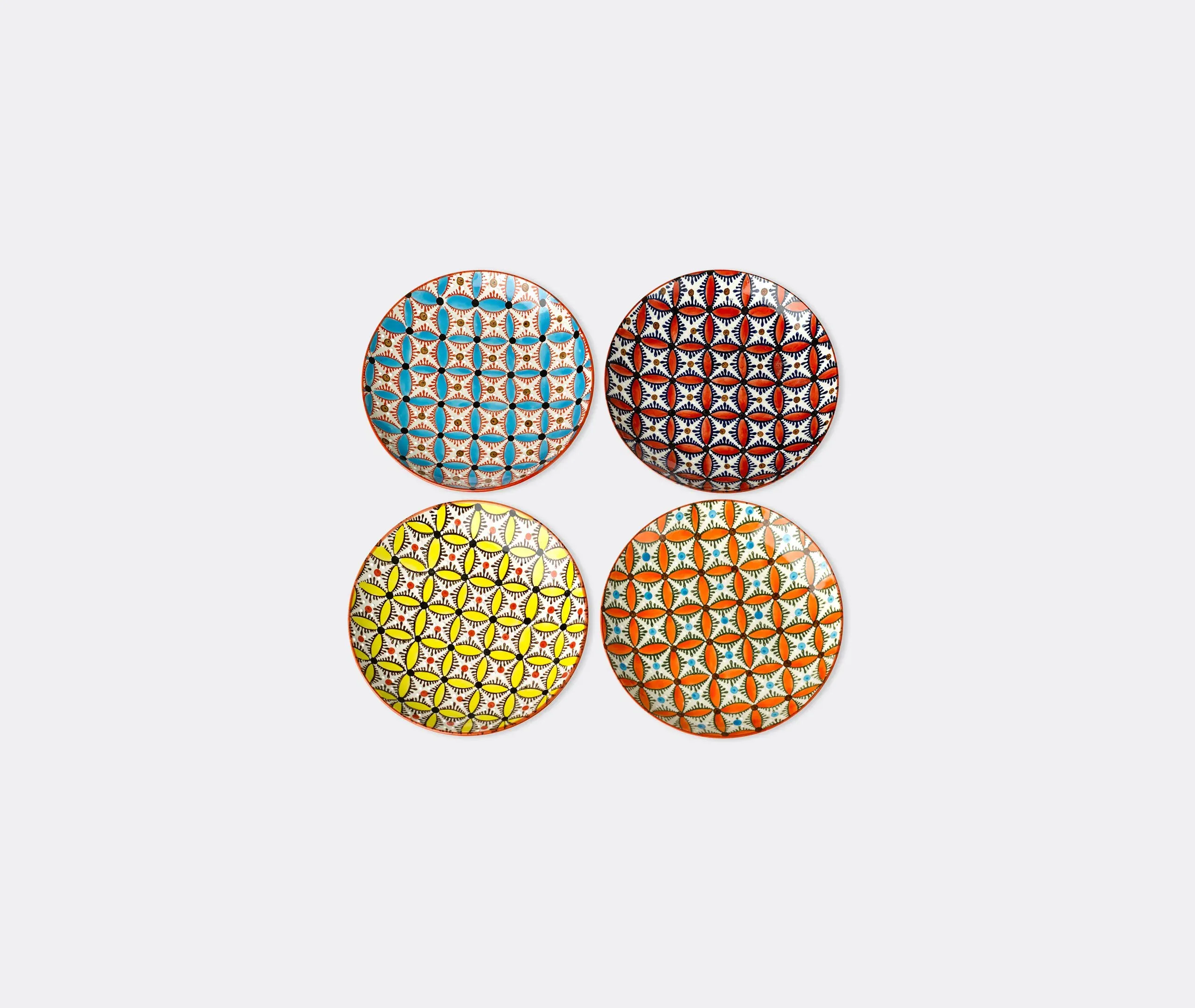 Hippy Side Plate Set of Four - Multicolor, Ceramic image