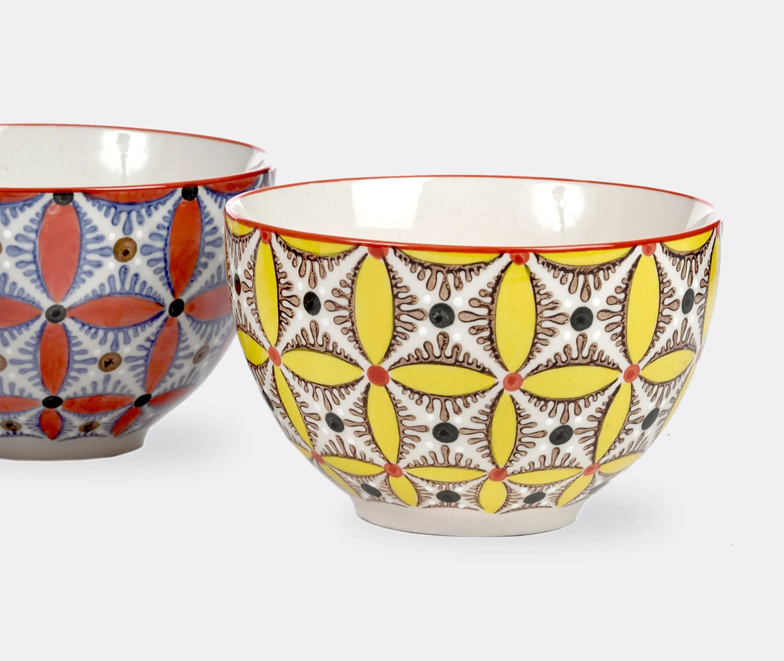 Hippy Side Snack Bowl Set of Four - Multicolor, Ceramic
