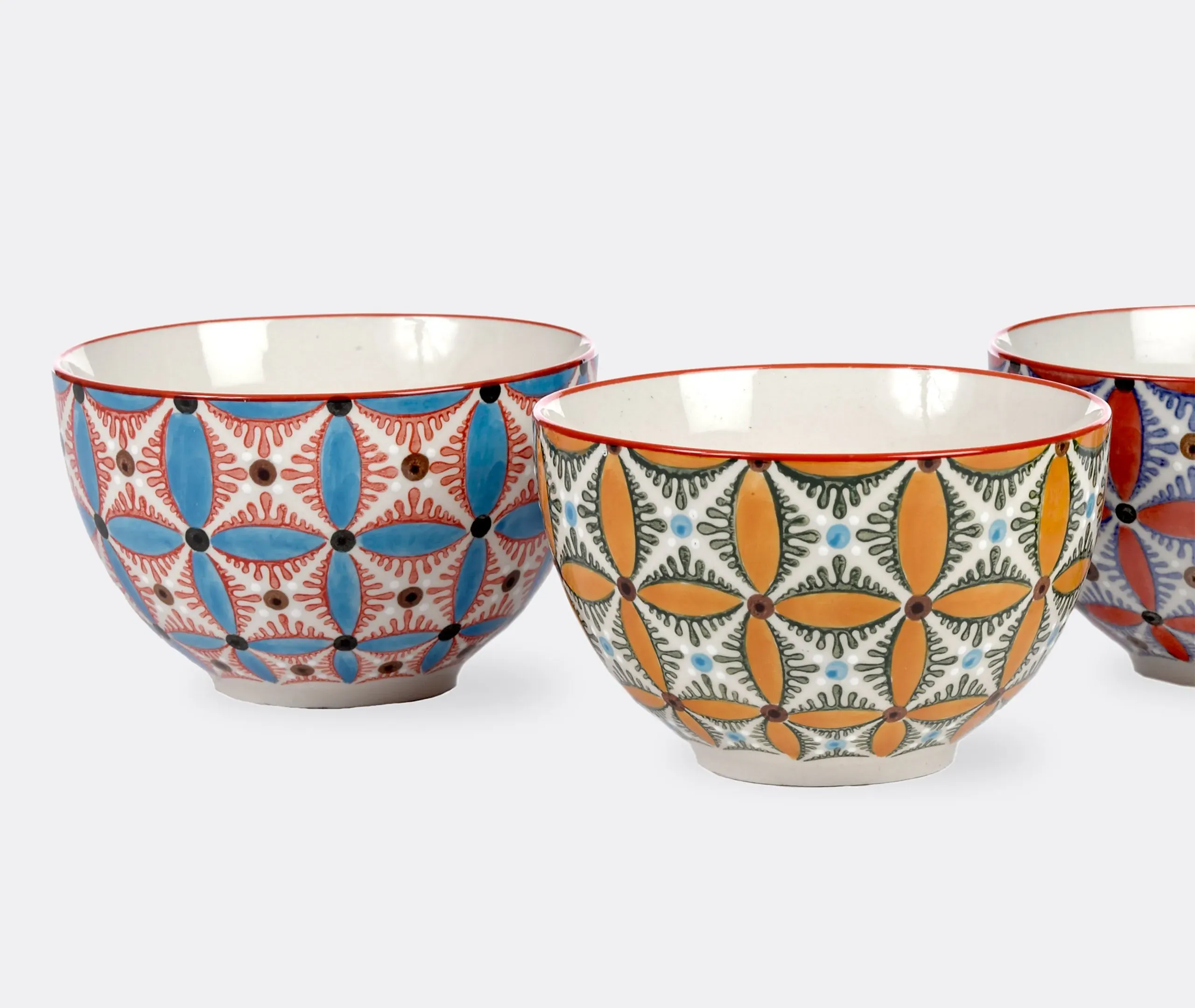 Hippy Side Snack Bowl Set of Four - Multicolor, Ceramic