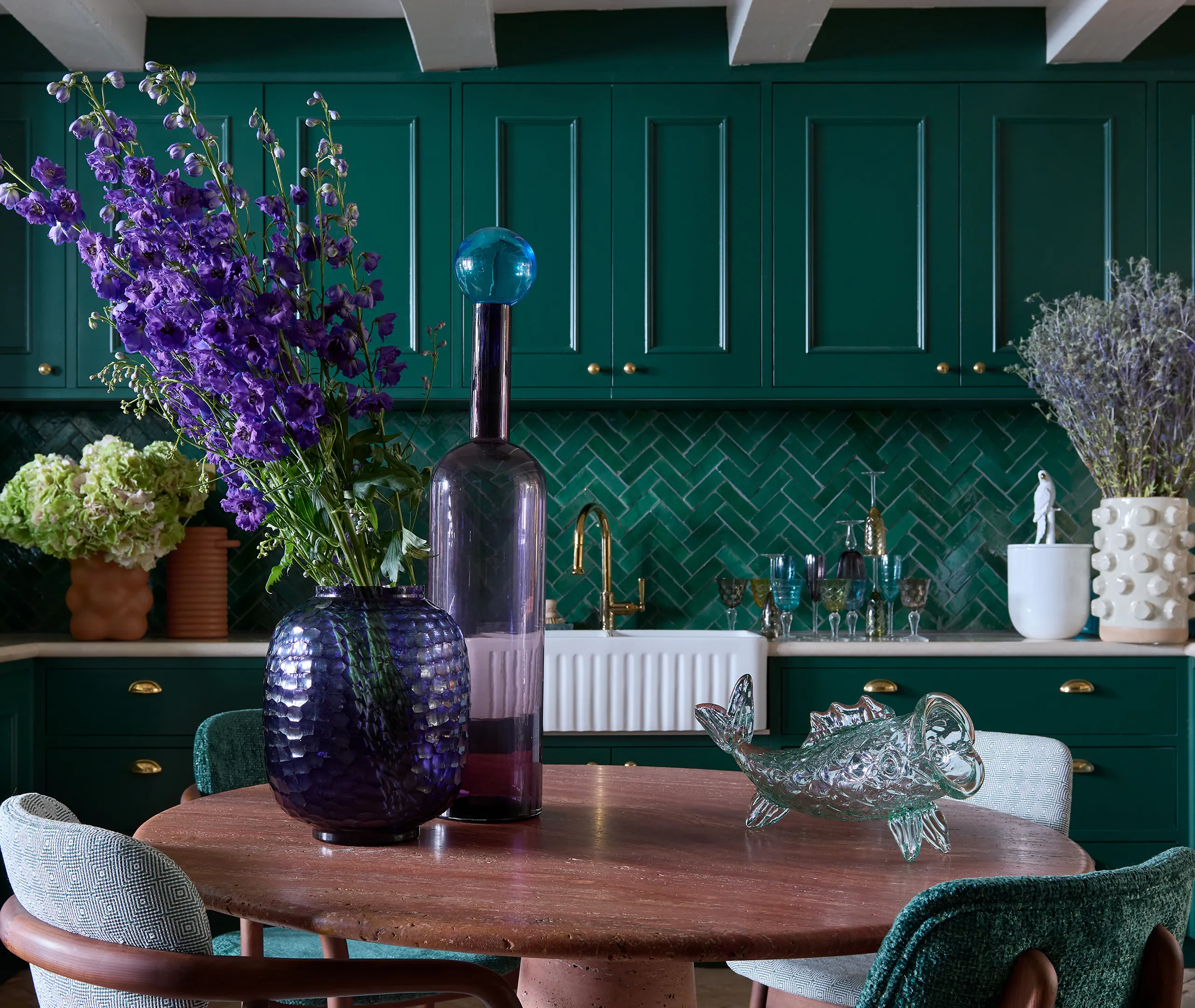 Honeycomb Large Vase - Purple, Glass