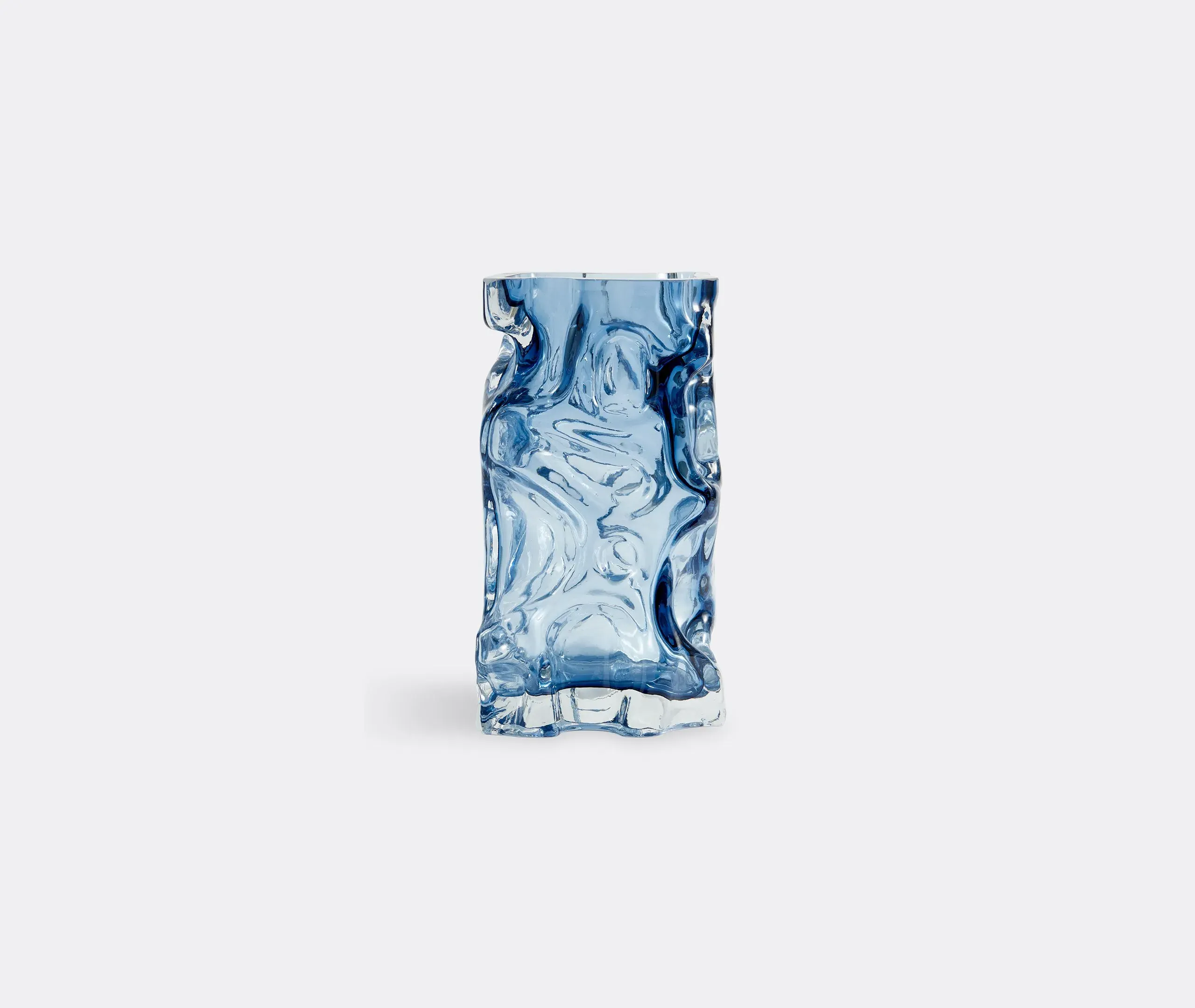 Ice Vase with Flowing Design - Blue, Glass