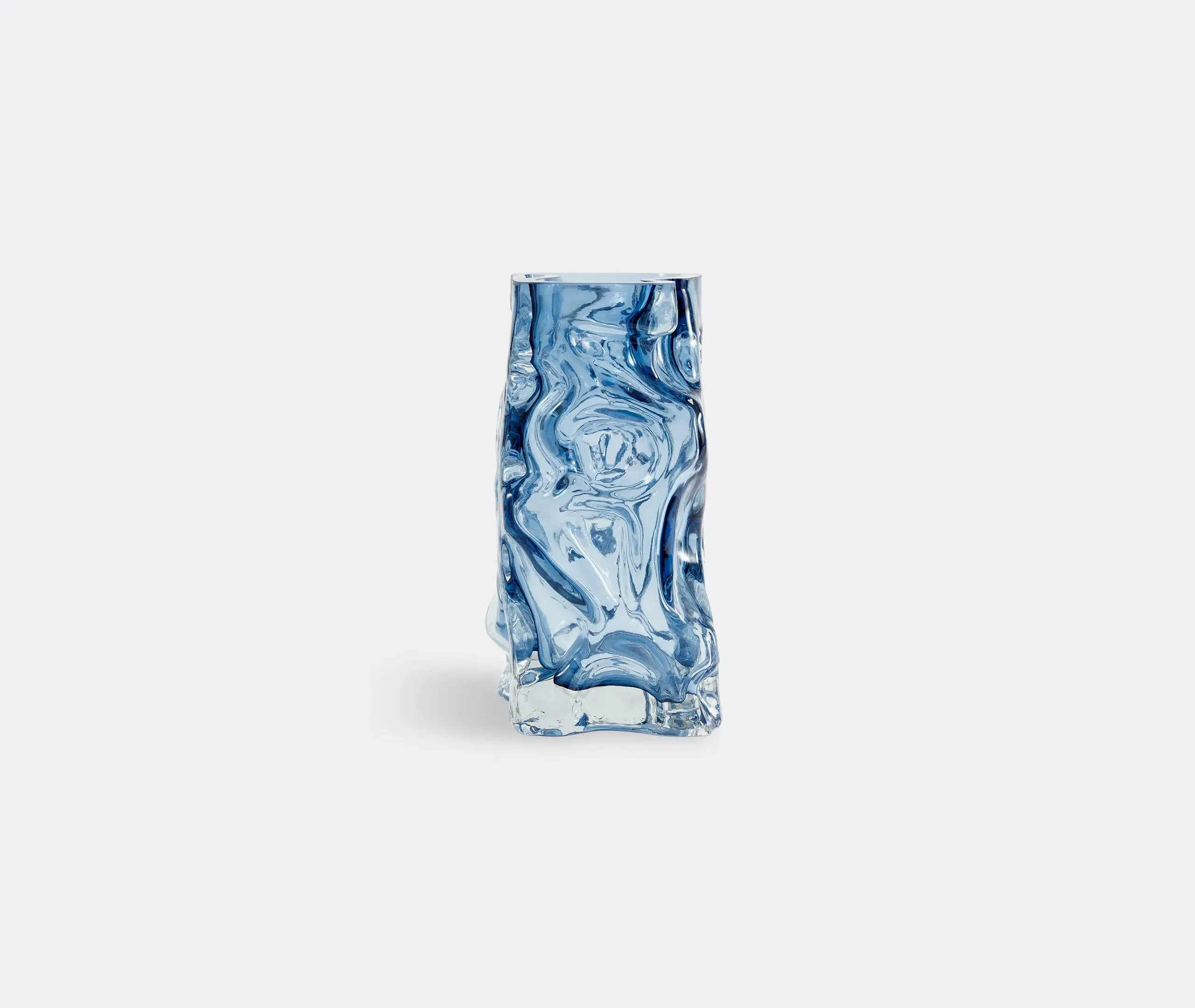 Ice Vase with Flowing Design - Blue, Glass