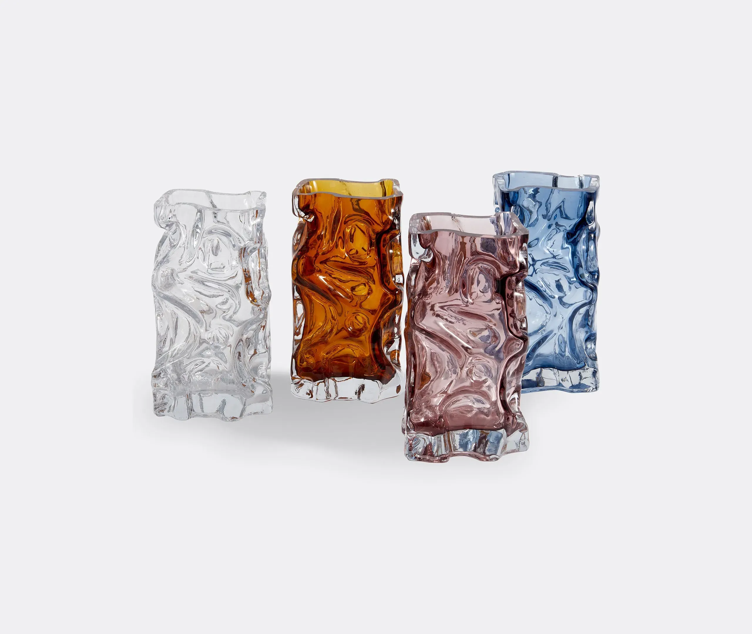 Ice Vase with Flowing Design - Blue, Glass