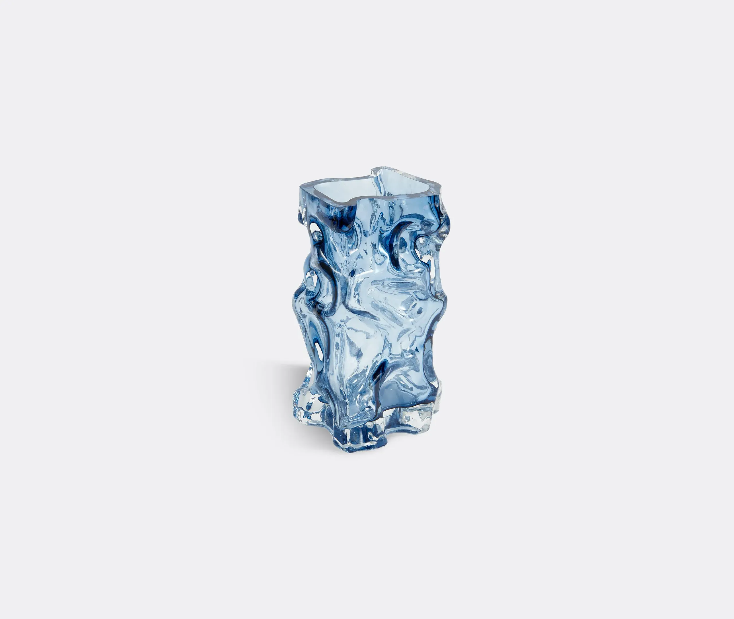 Ice Vase with Flowing Design - Blue, Glass image