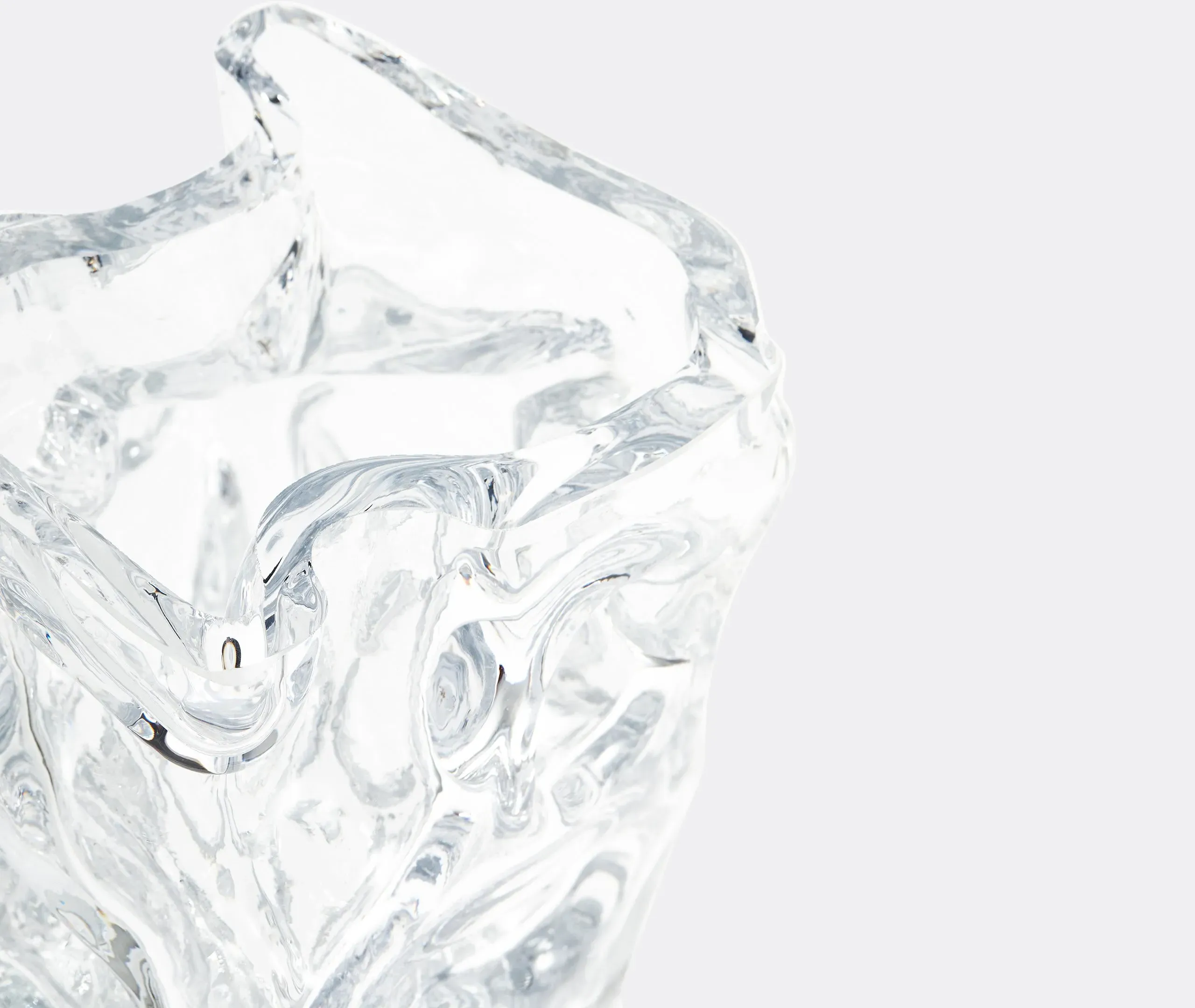 Ice Vase with Flowing Design - Clear, Glass