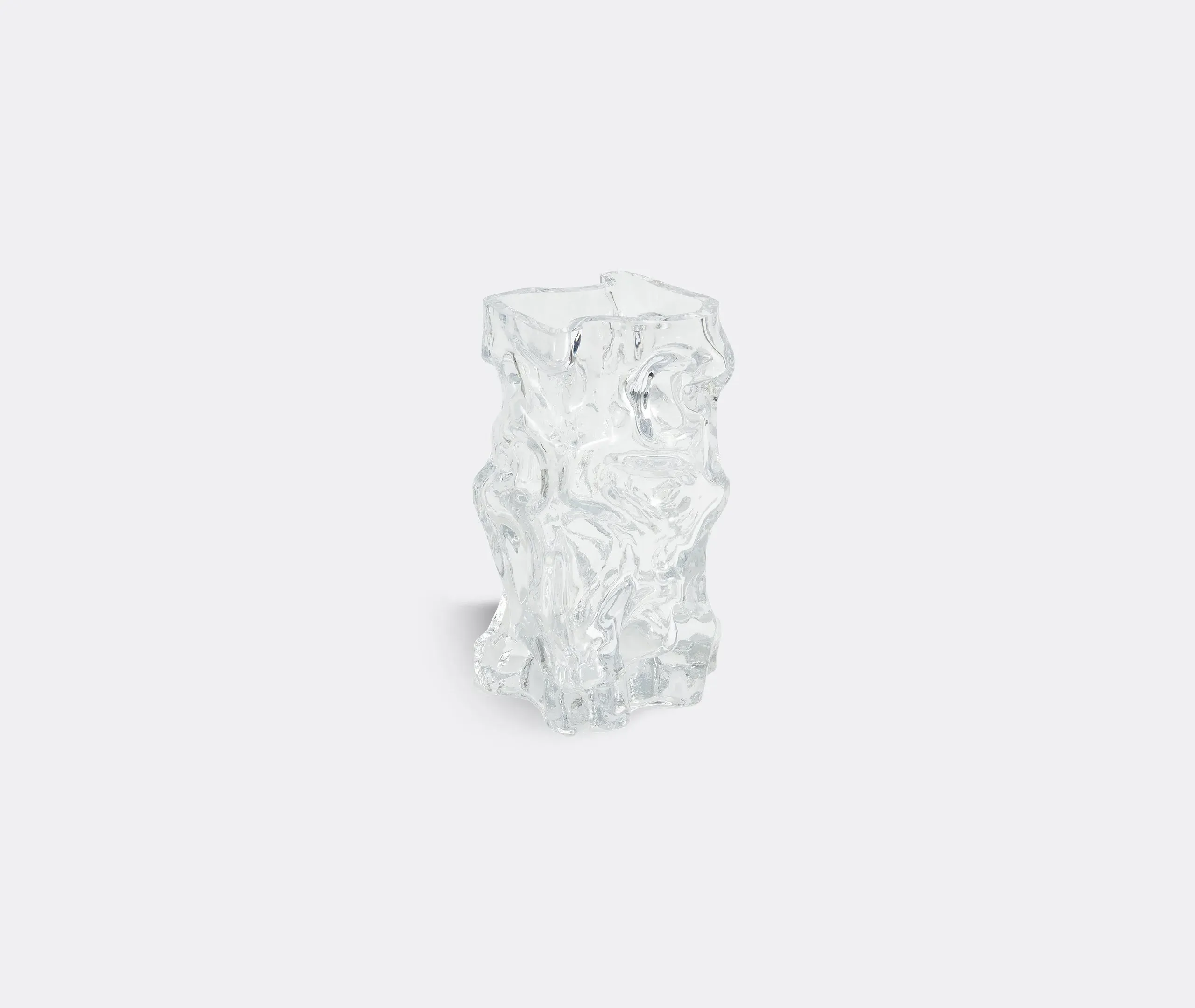 Ice Vase with Flowing Design - Clear, Glass