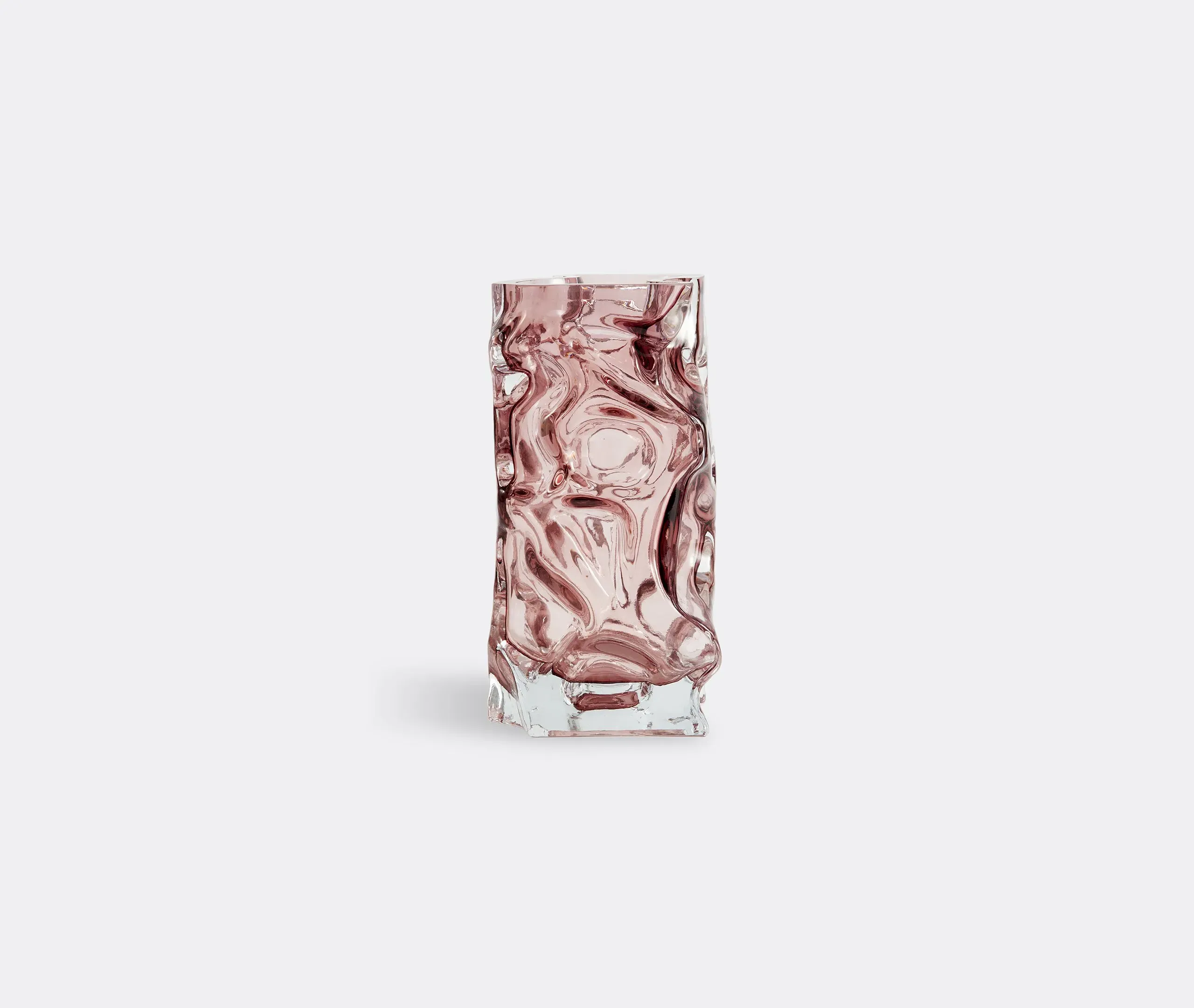 Ice Vase with Flowing Design - Pink, Glass
