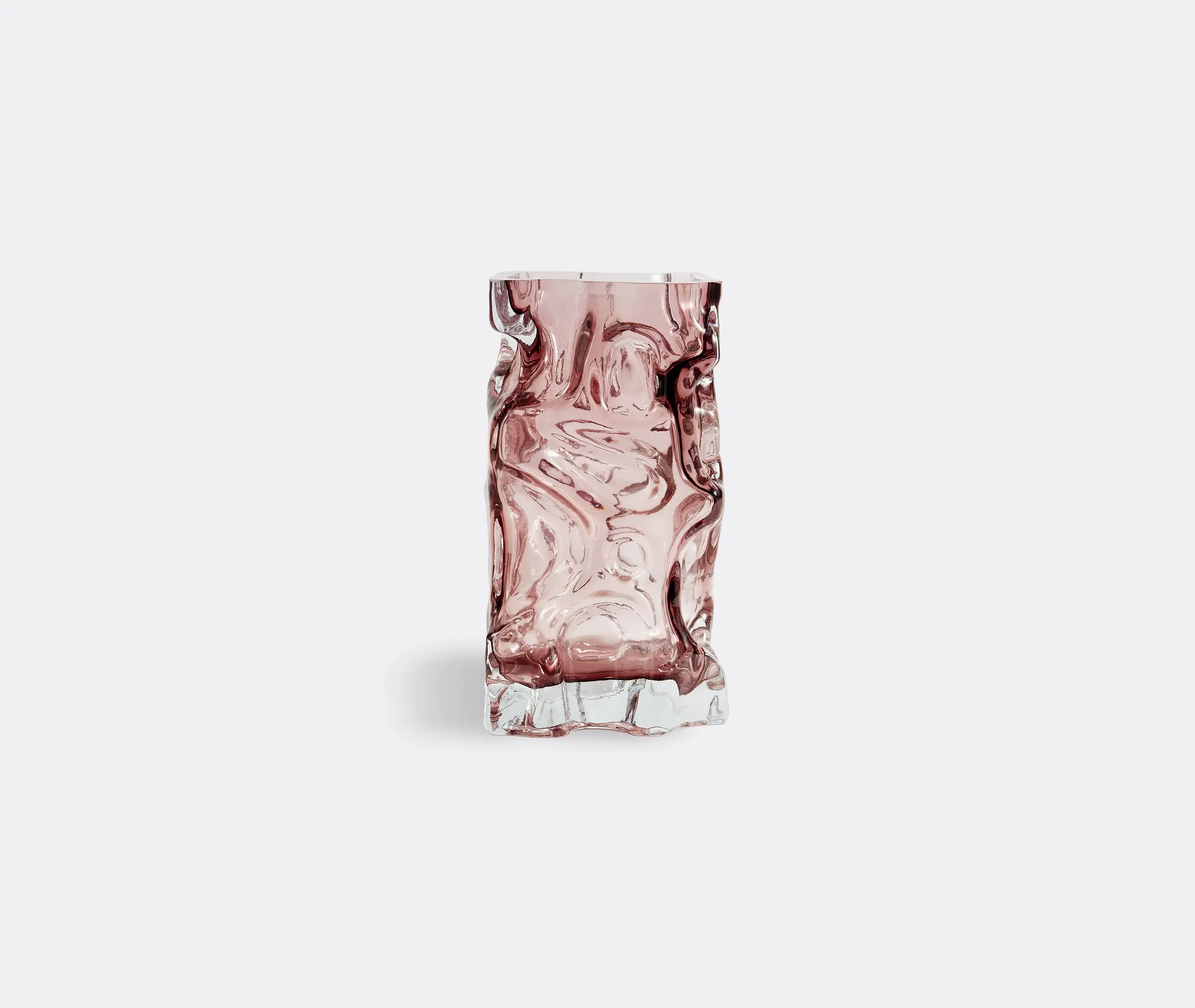 Ice Vase with Flowing Design - Pink, Glass