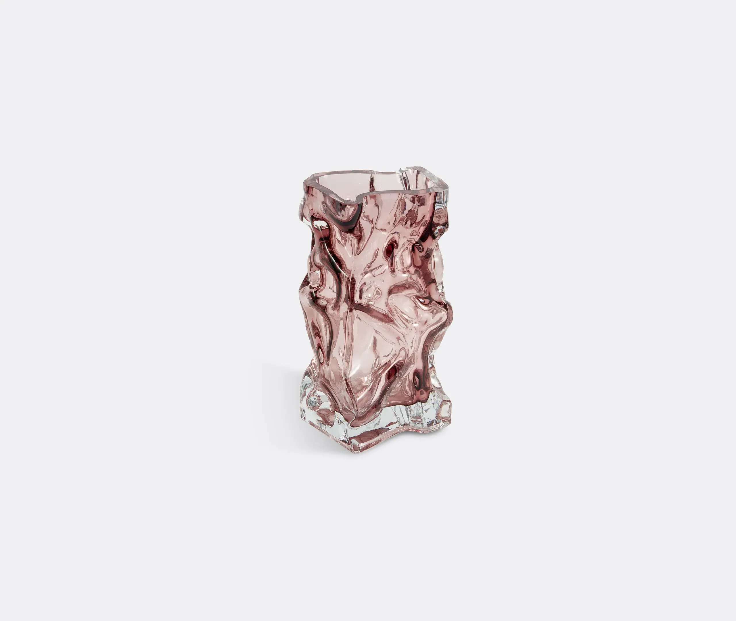 Ice Vase with Flowing Design - Pink, Glass