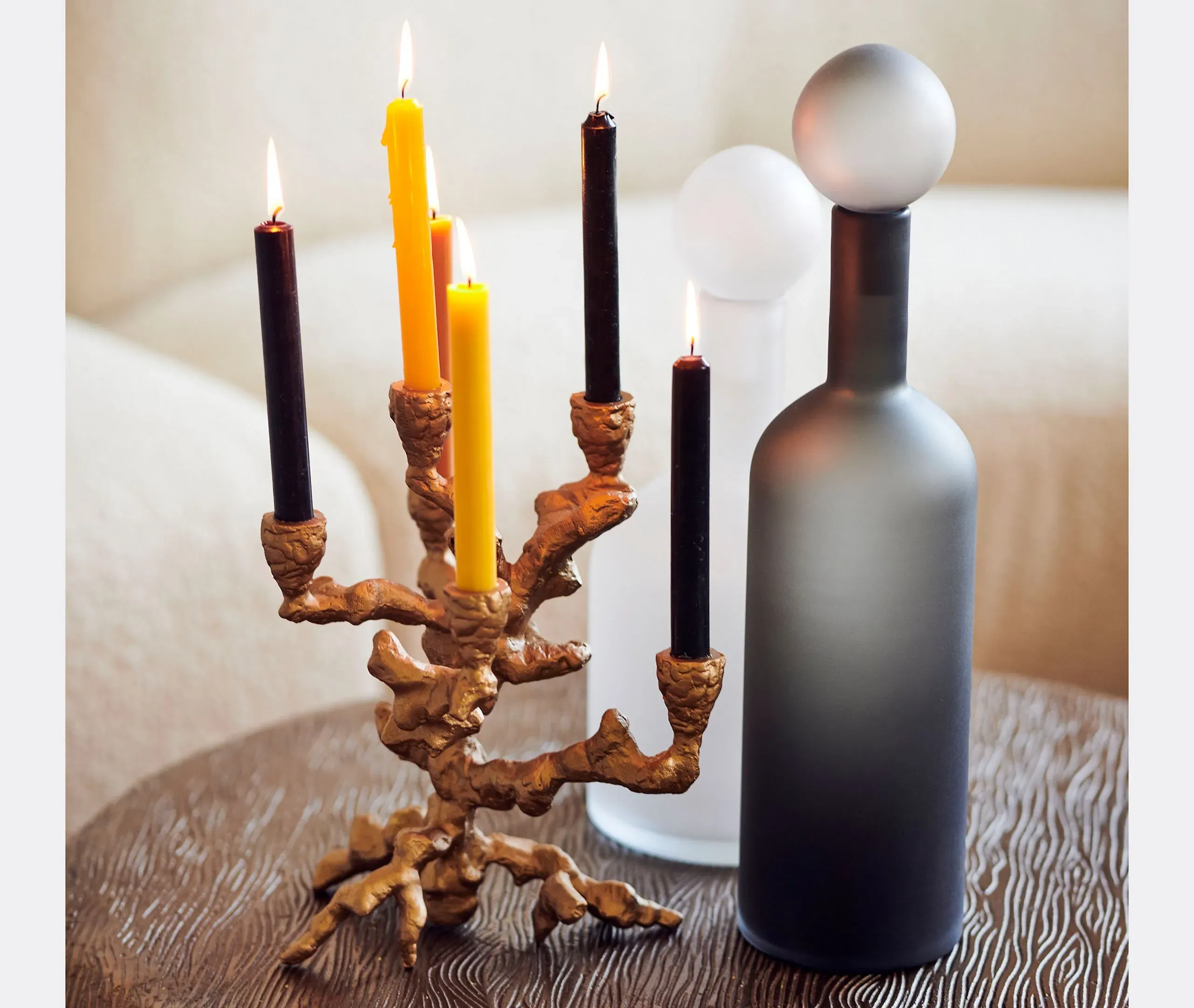 Large Apple Tree Candle Holder - Gold, Aluminium