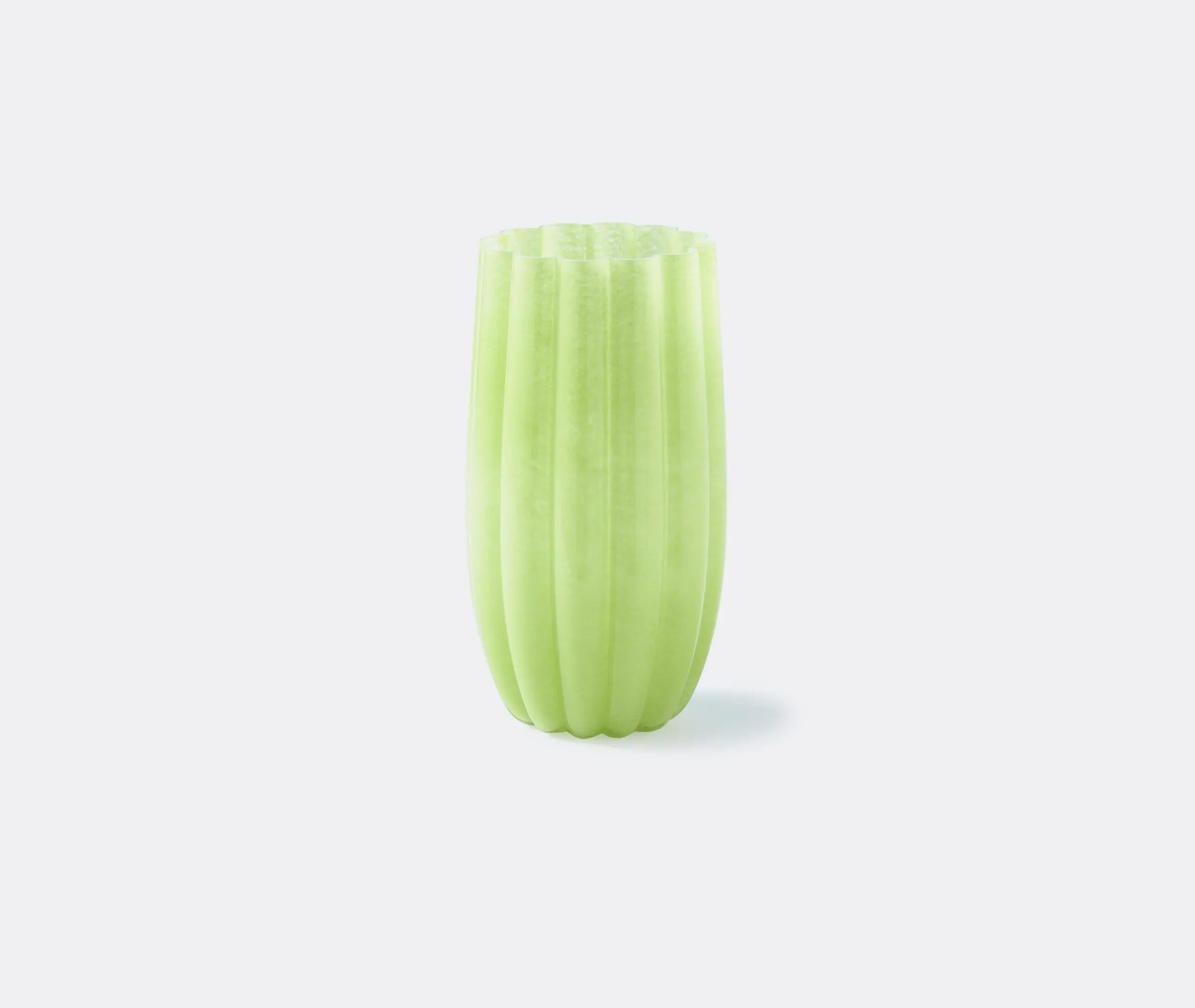 Large Melon Vase - Olive Green, Glass