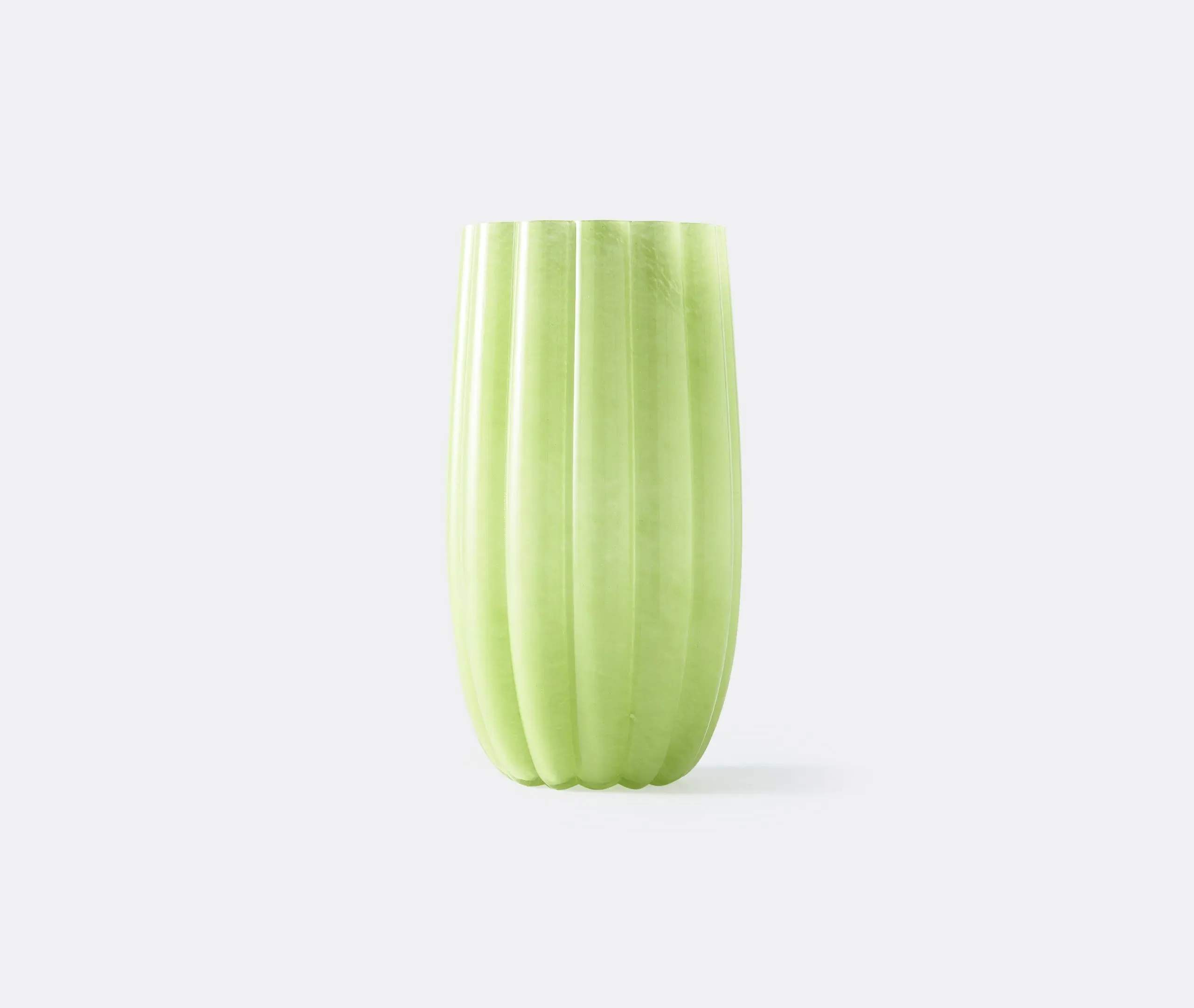 Large Melon Vase - Olive Green, Glass