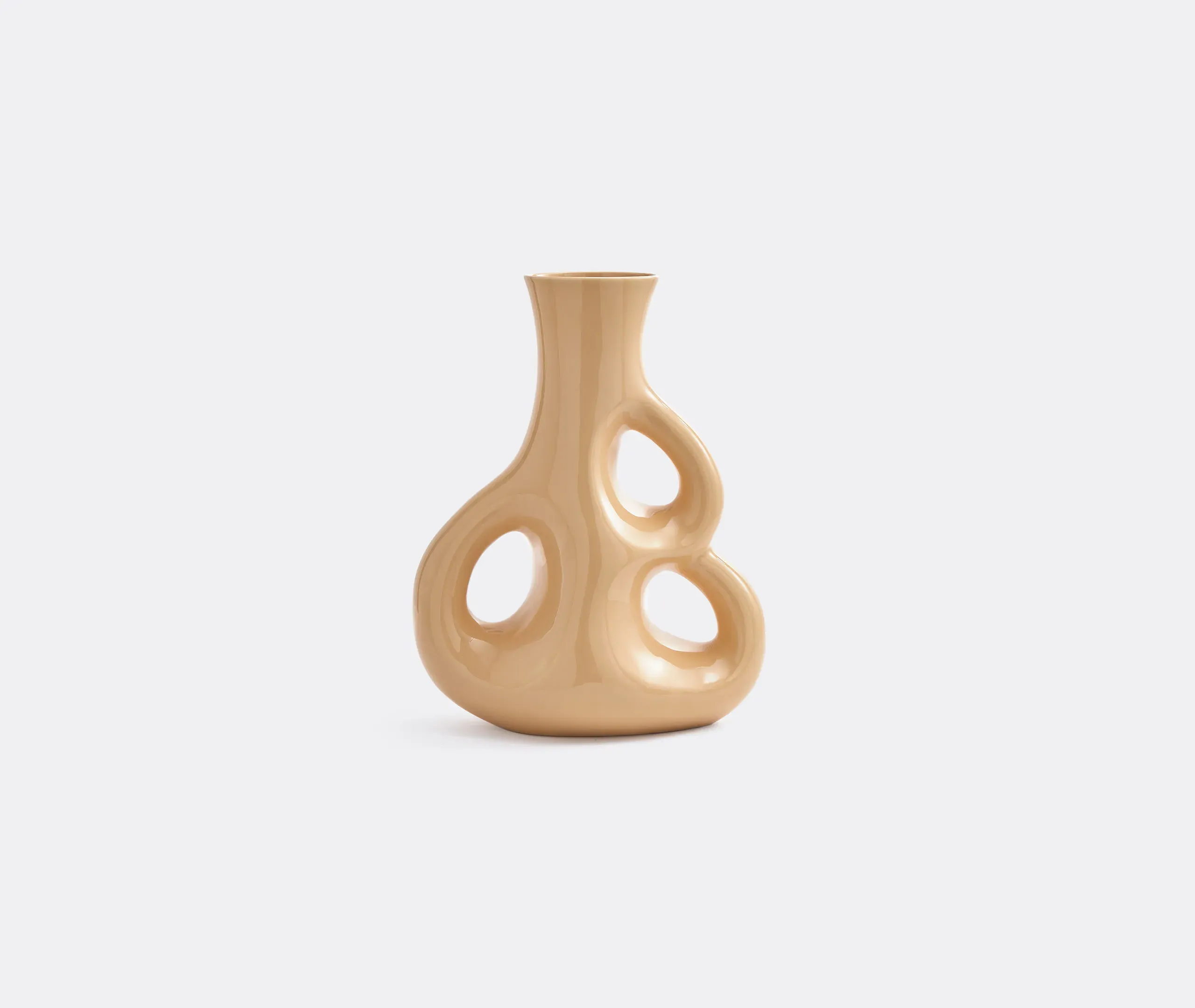 Large Three Ears Vase - Beige, Ceramic image