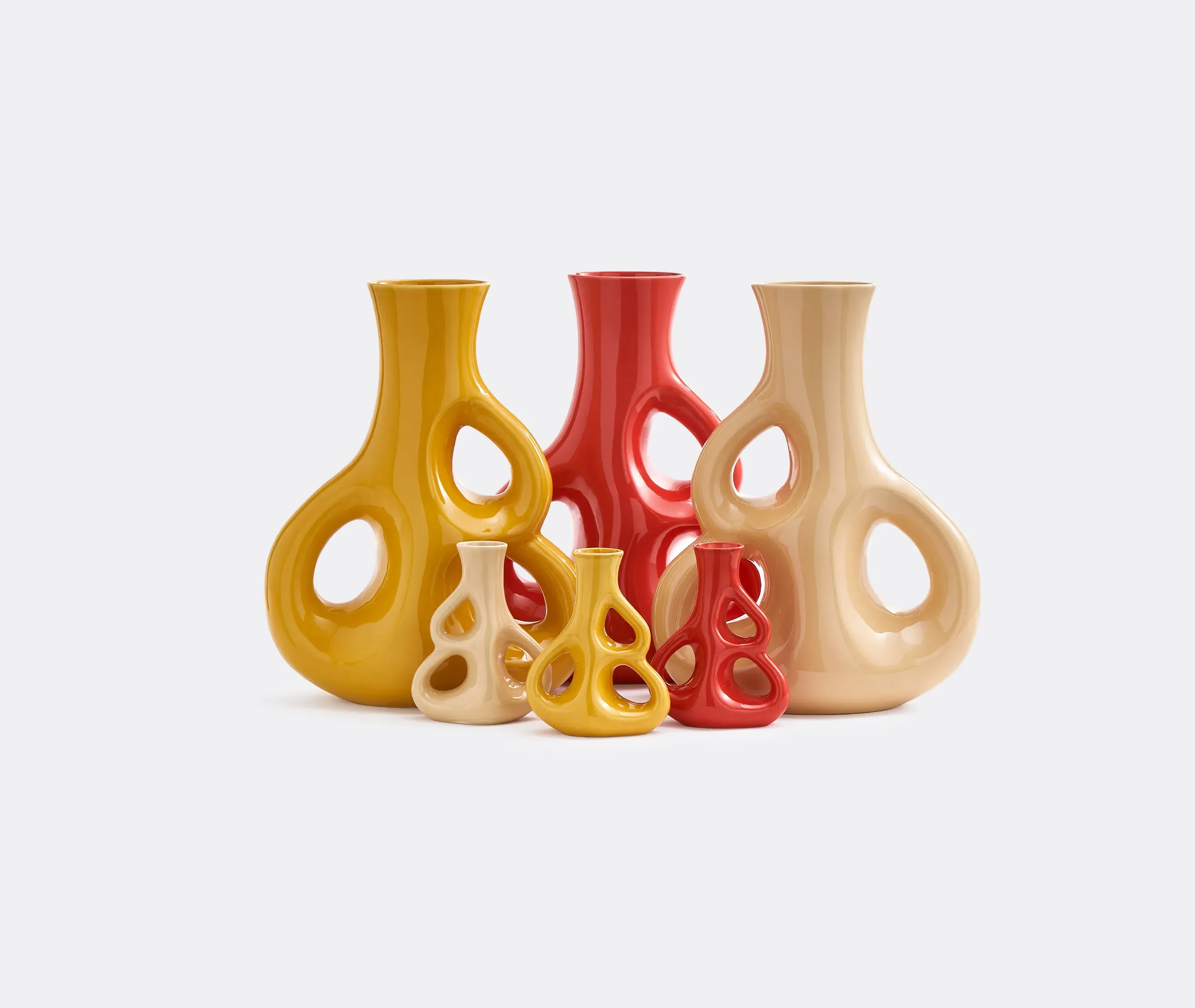 Large Three Ears Vase - Yellow, Ceramic