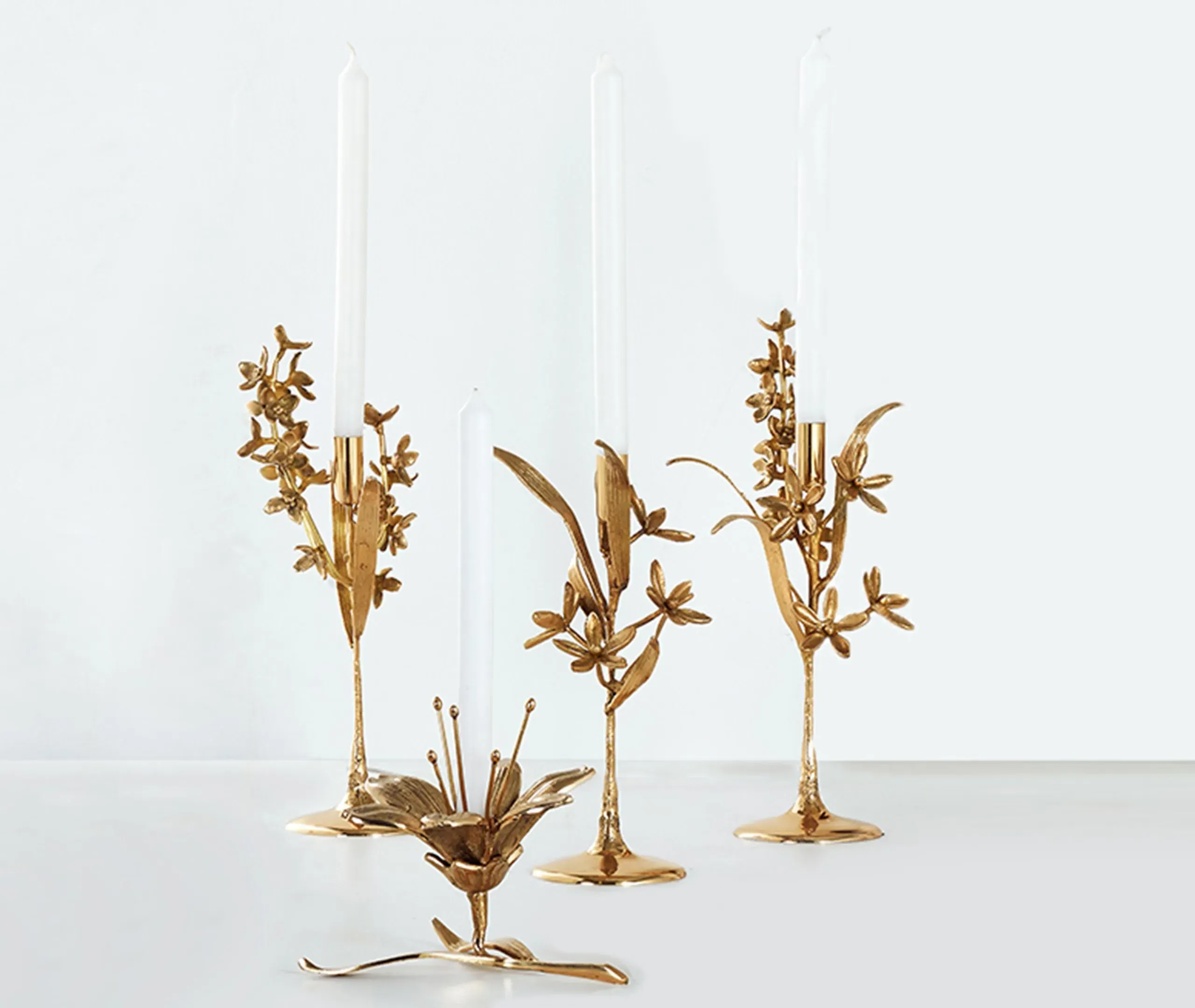 Lily Candle Holder - Gold, Brass