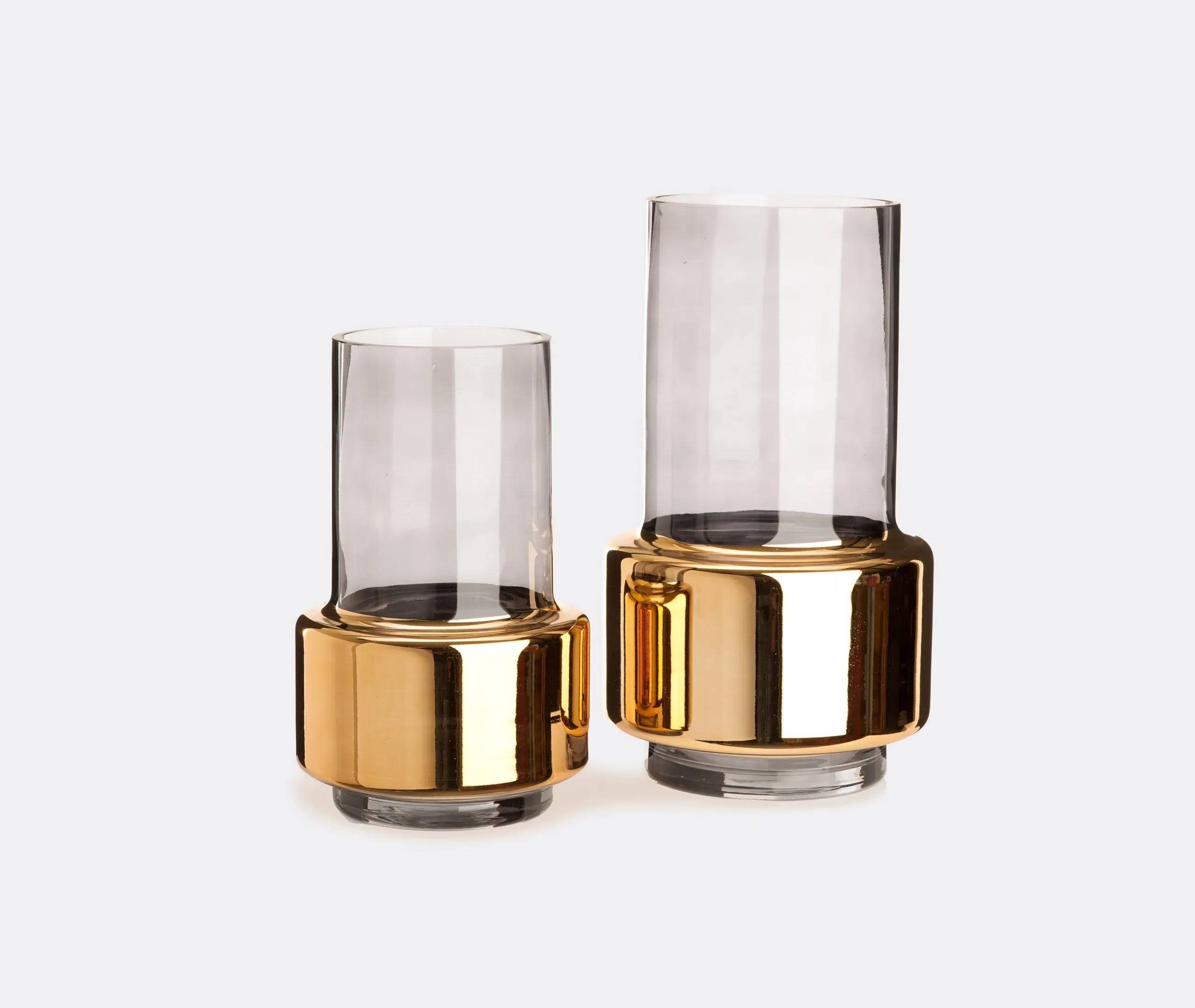 Medium Vase with Reflective Band - Gold, Glass