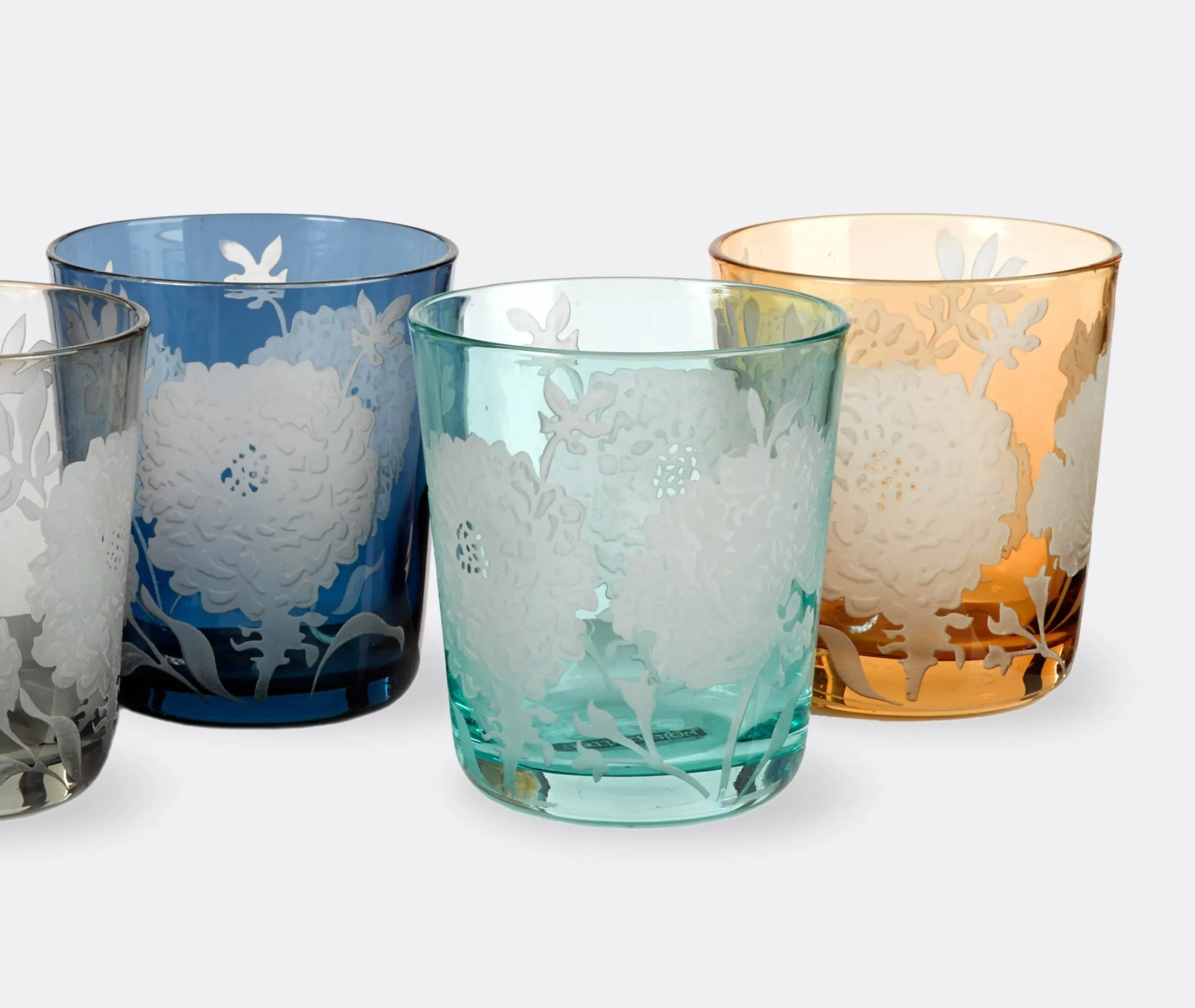 Peony Tumbler Set of Six - Multicolor, Glass