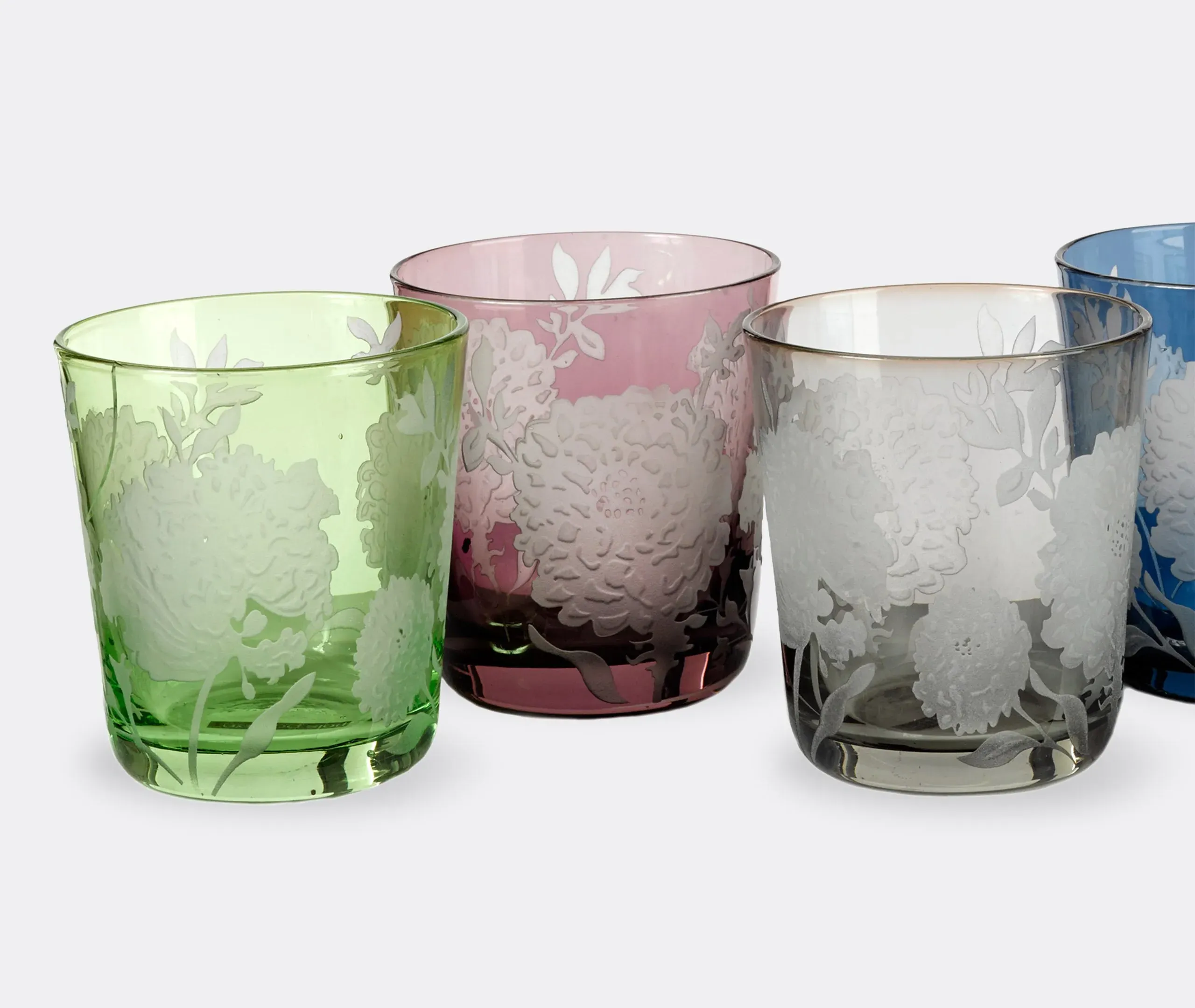 Peony Tumbler Set of Six - Multicolor, Glass