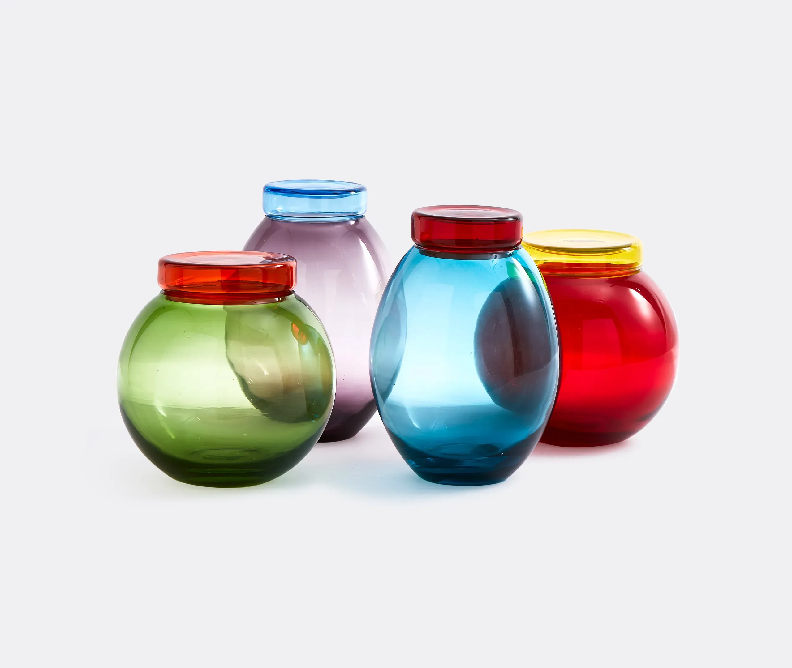 POLSPOTTEN Caps And Jars Storage Set of 4 - Multi-colour, Glass image