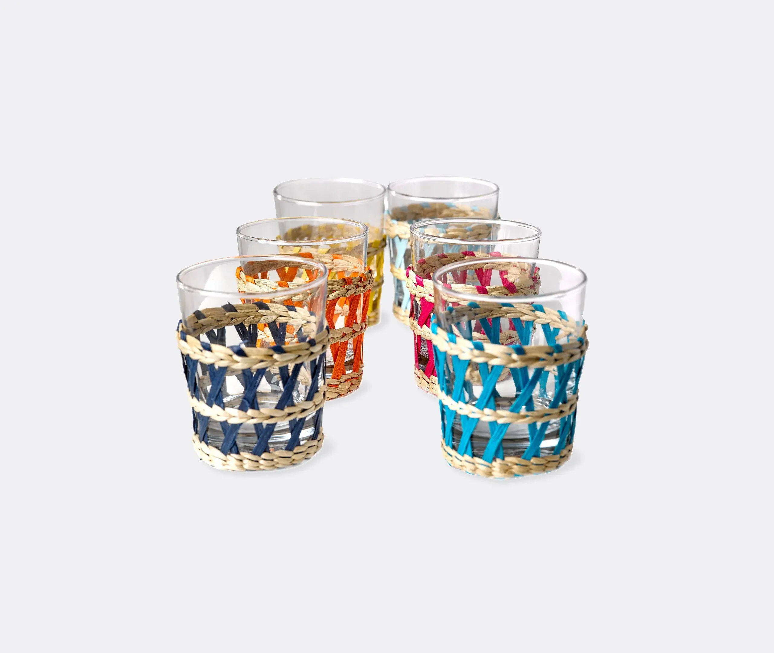 Reed Tumblers Set of Six - Multicolor, Glass