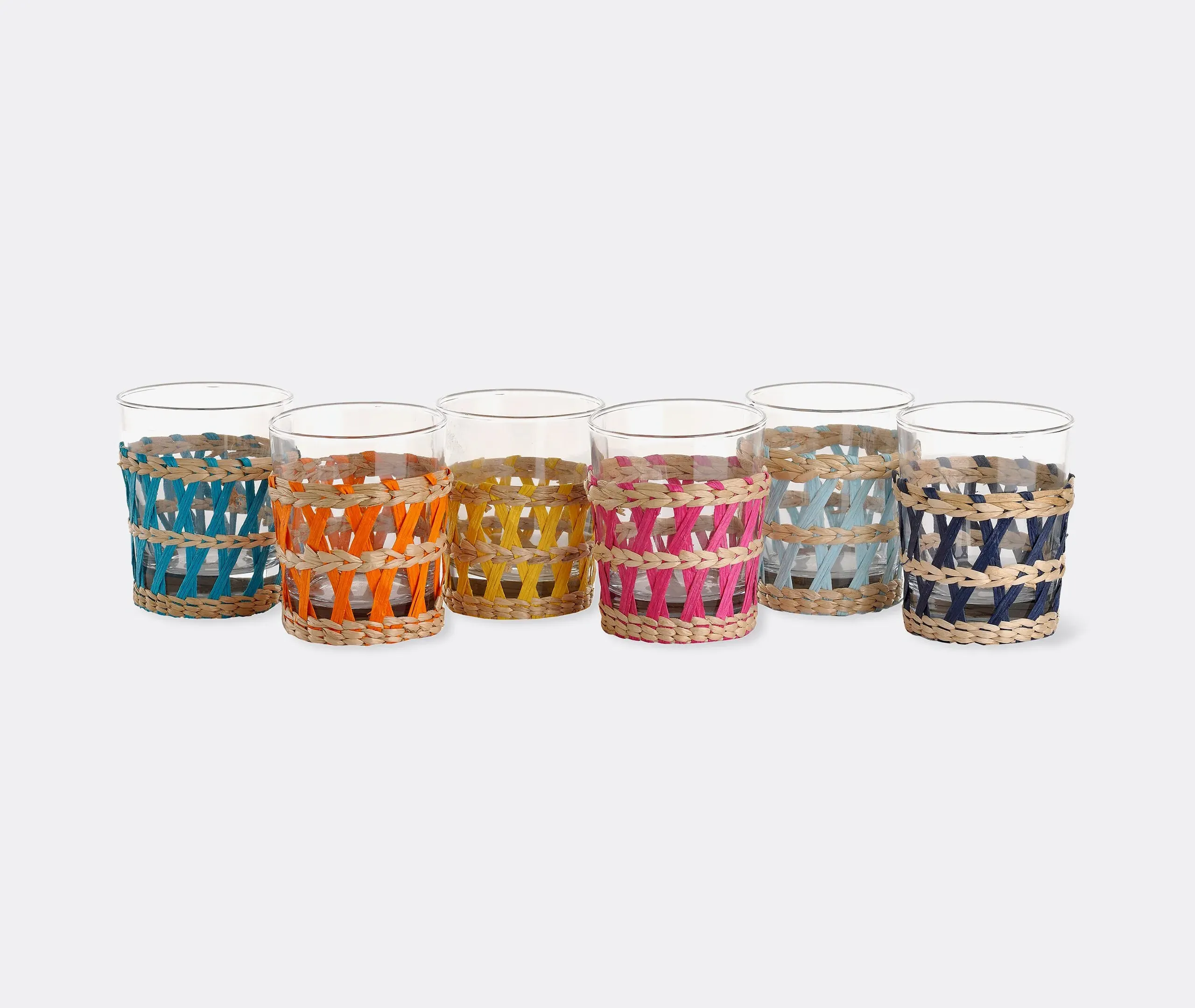 Reed Tumblers Set of Six - Multicolor, Glass image