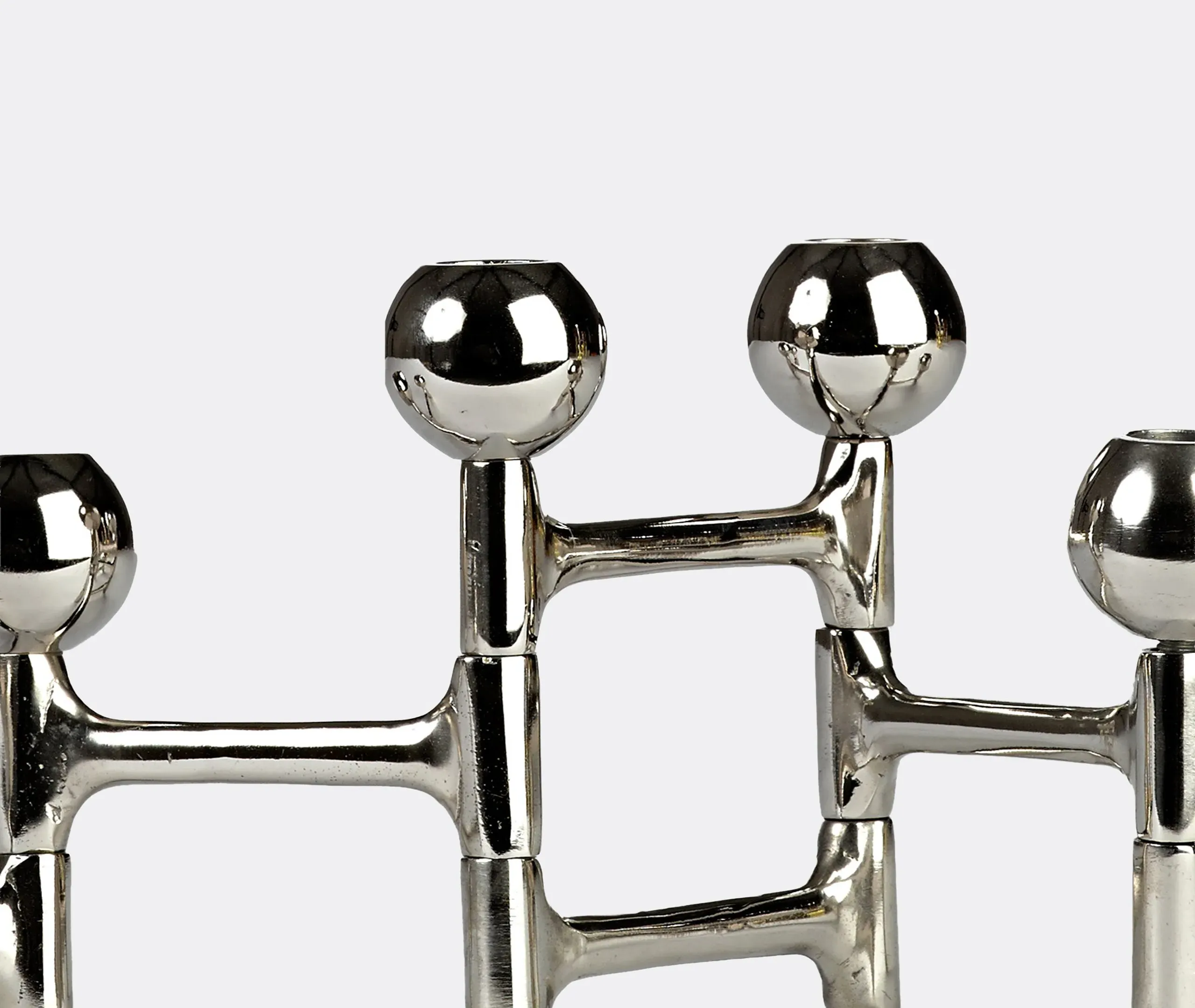 Round Folding Candle Holder - Silver, Metal