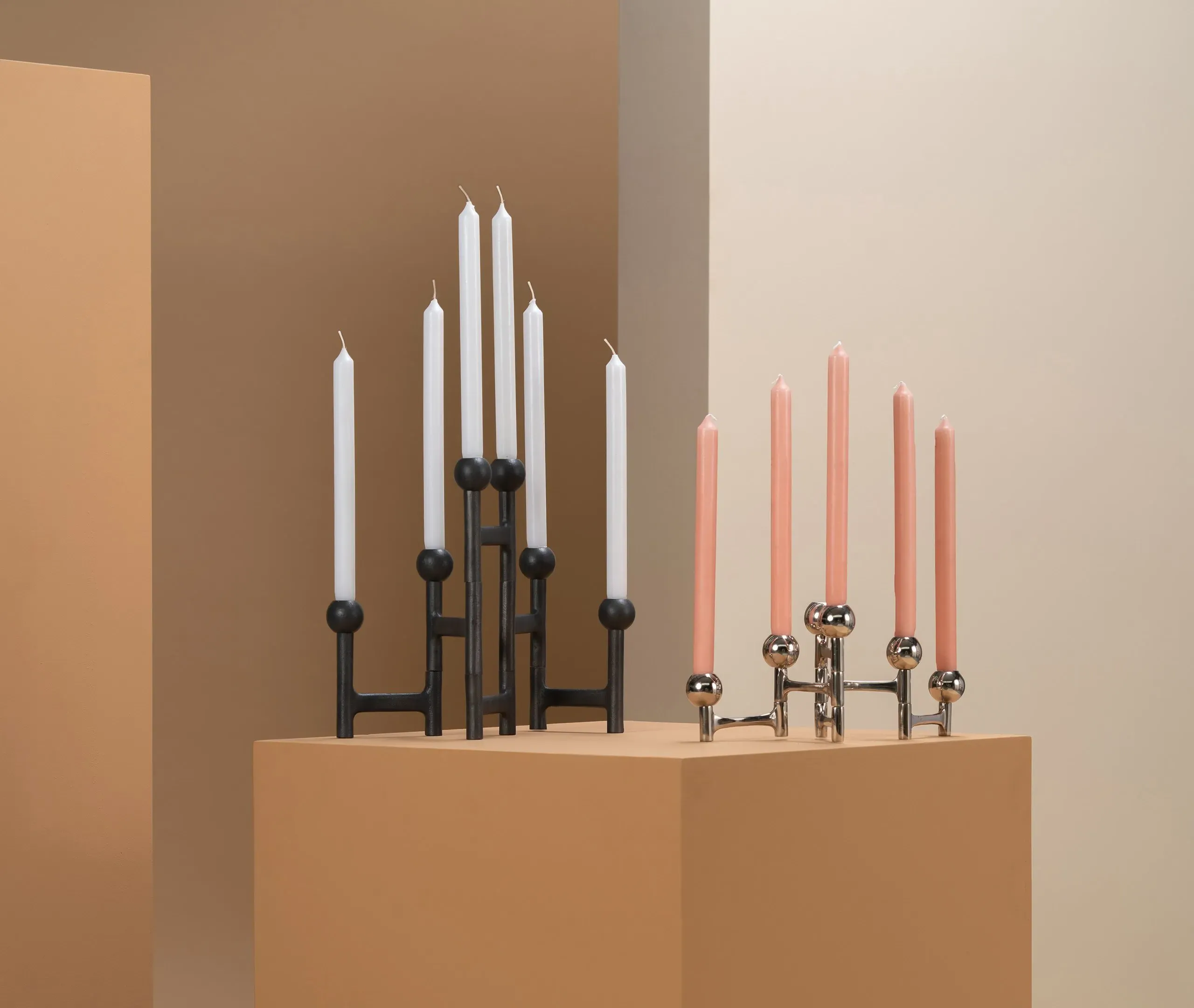 Round Folding Candle Holder - Silver, Metal