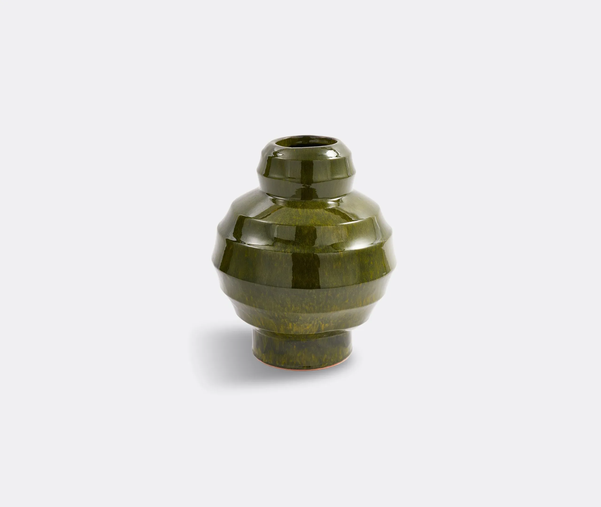 Round Plant Pot with Ribbed Design - Dark Green image