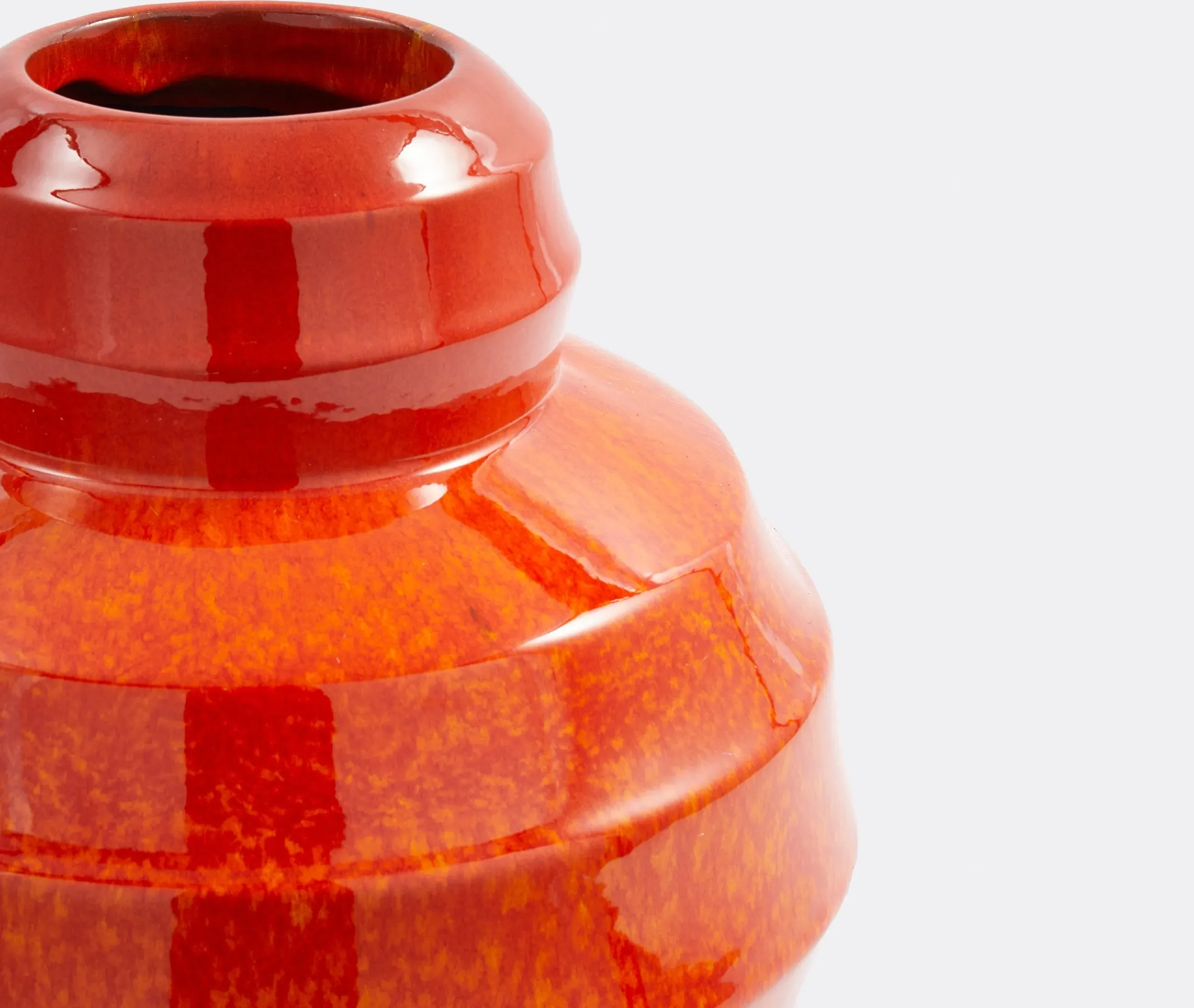 Round Plant Pot with Ribbed Design - Orange