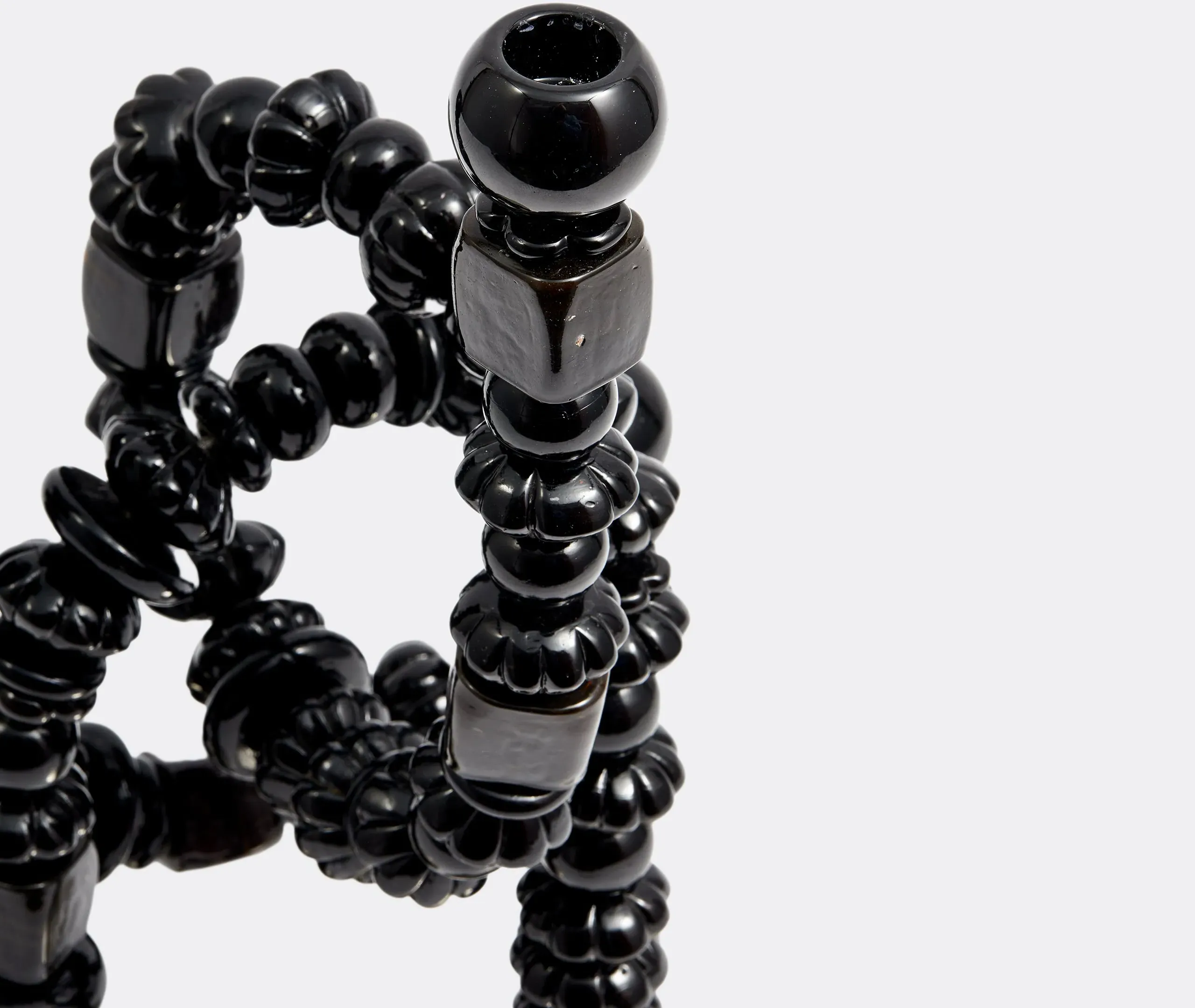 Sculptural Candle Holder with Mirrors - Black
