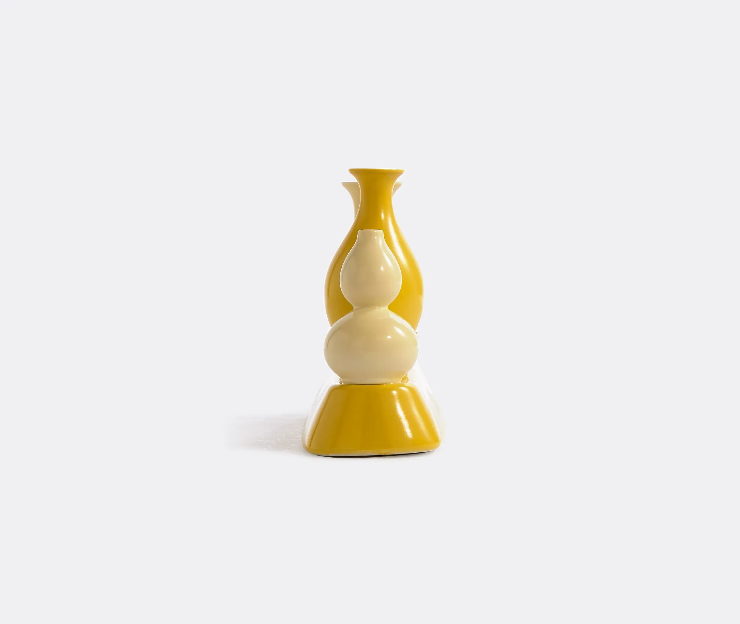 Sculptural Vase with Silhouettes - Yellow, Porcelain