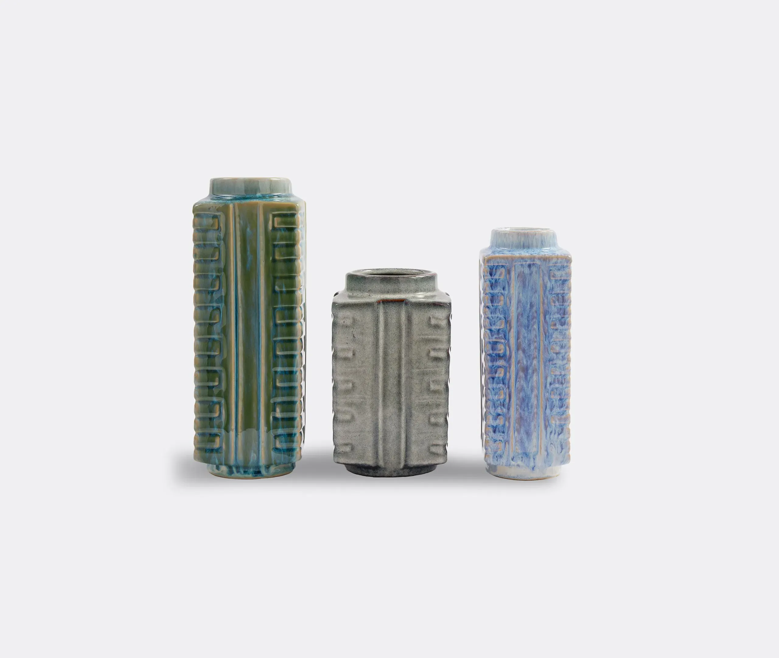 Small City Vase Set of Three - Multicolor, Ceramic