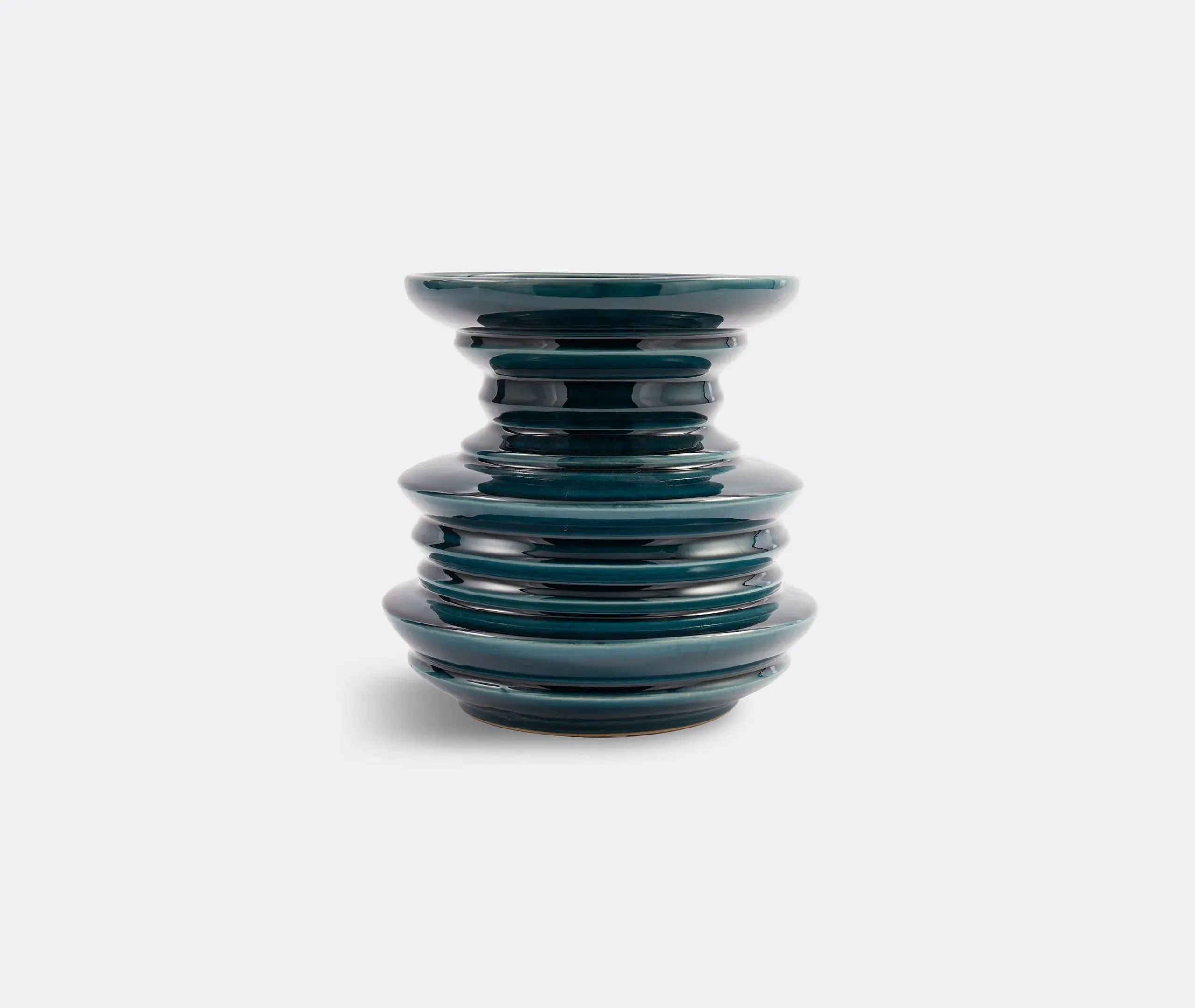 Stacked Plates Vase - Dark Green, Ceramic