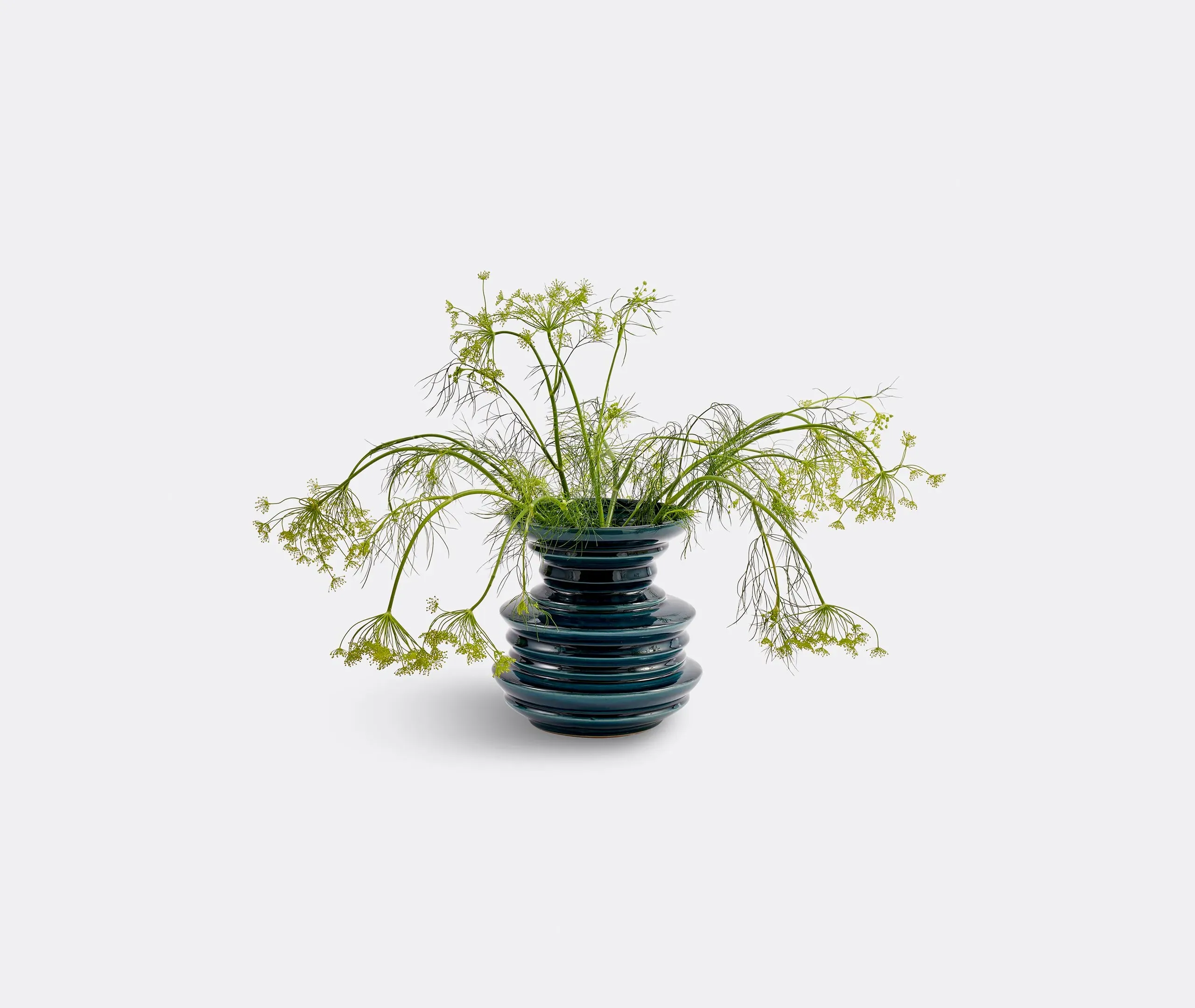 Stacked Plates Vase - Dark Green, Ceramic