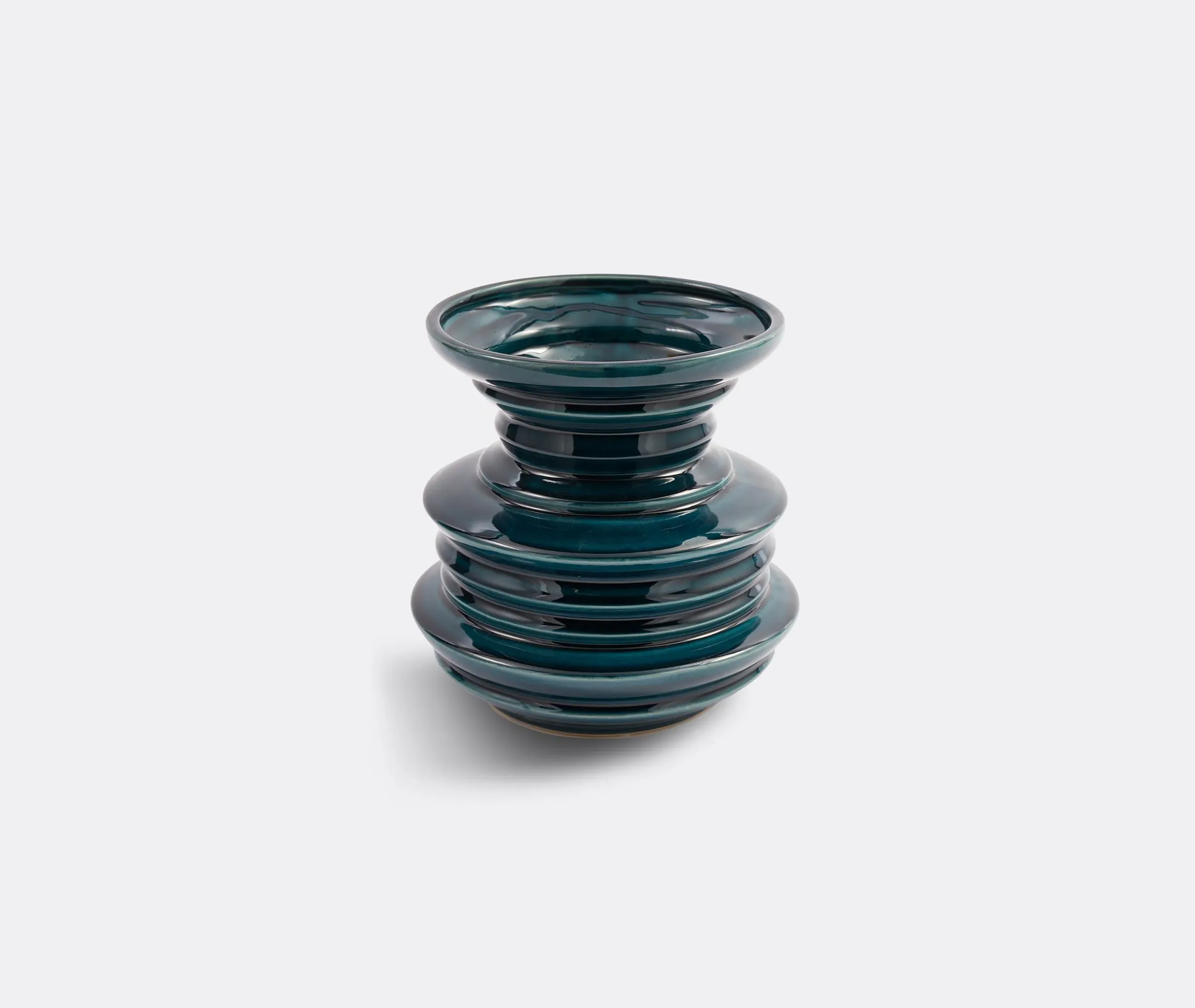 Stacked Plates Vase - Dark Green, Ceramic image