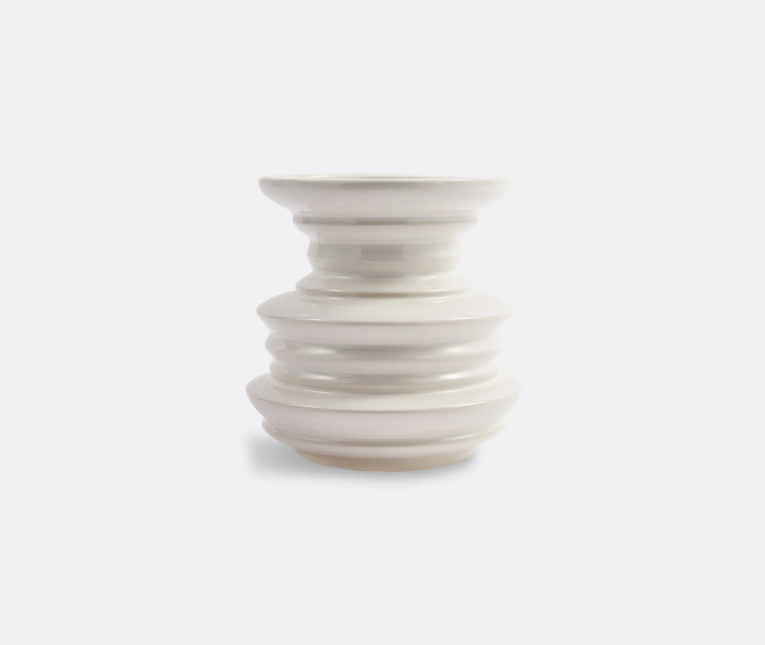 Stacked Plates Vase - White, Ceramic