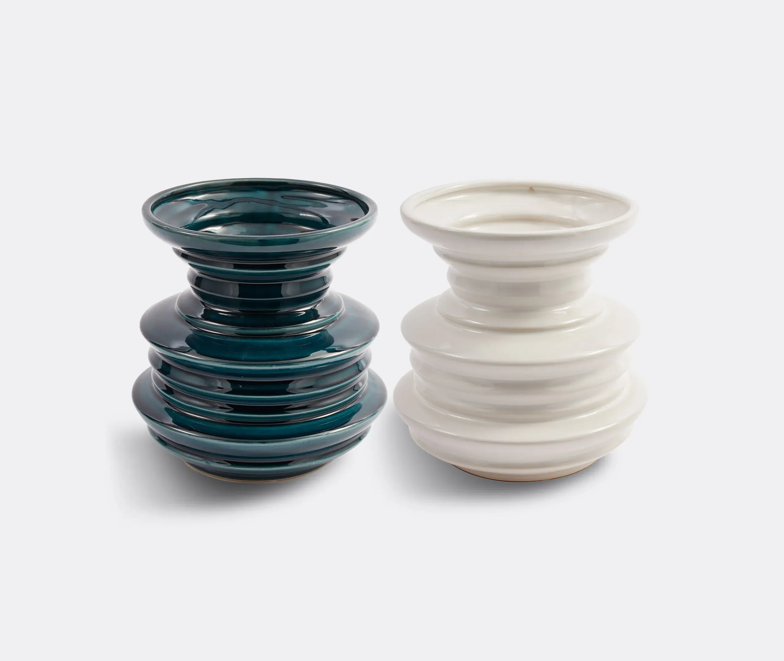 Stacked Plates Vase - White, Ceramic