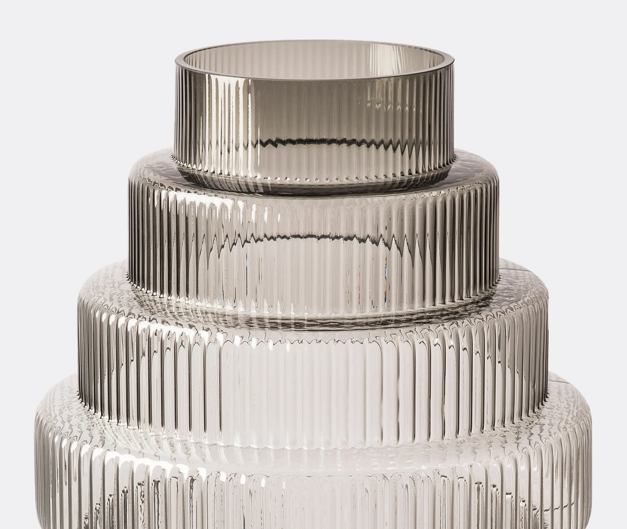 Steps Large Vase - Dark Grey, Glass