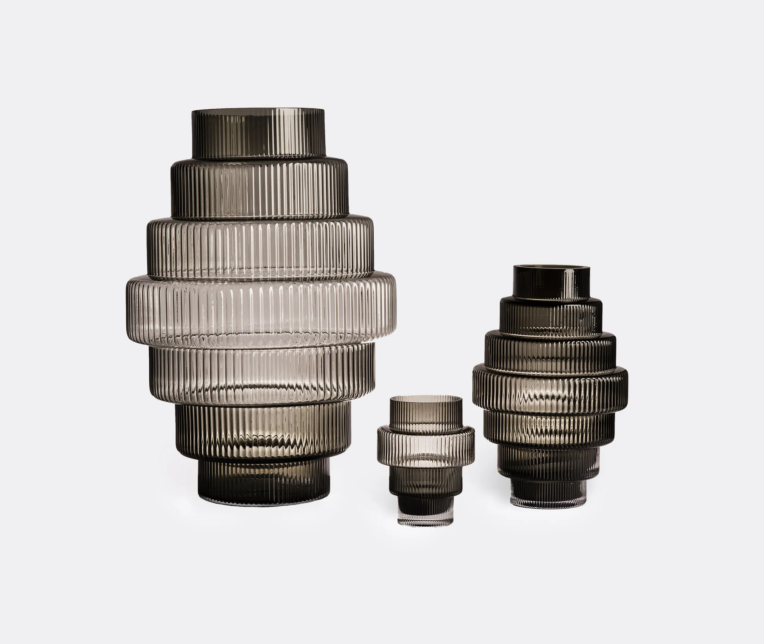 Steps Large Vase - Dark Grey, Glass