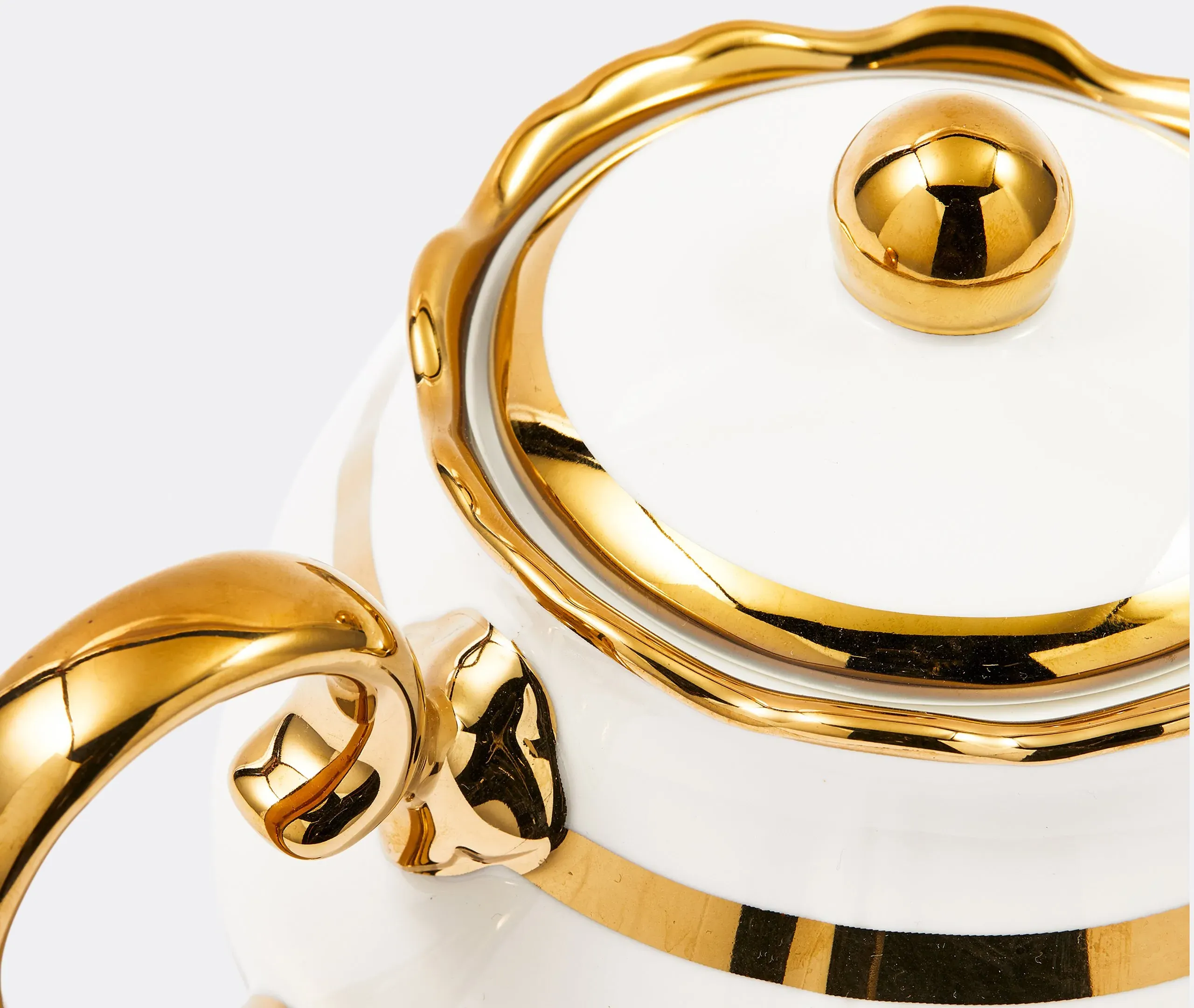 Teapot with Gilt Accents - White, Porcelain