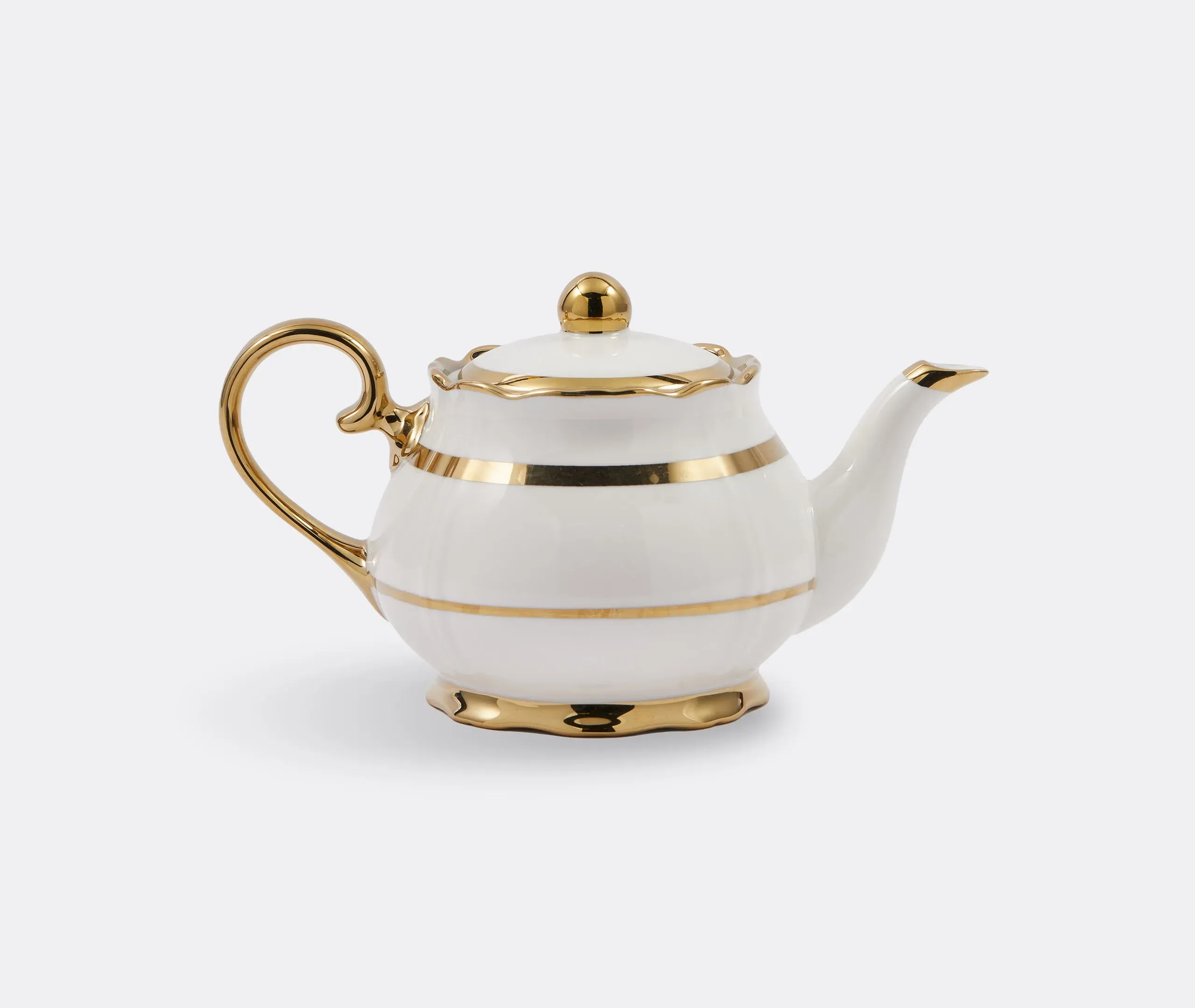 Teapot with Gilt Accents - White, Porcelain