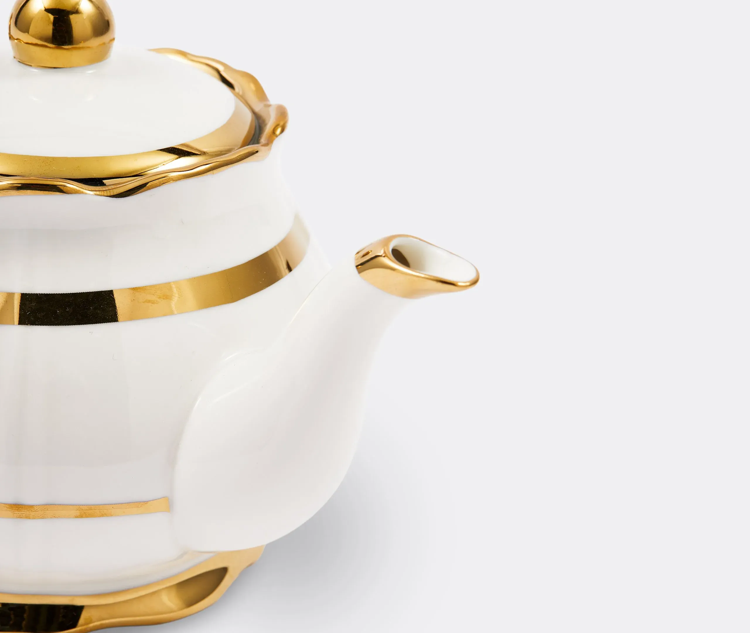 Teapot with Gilt Accents - White, Porcelain