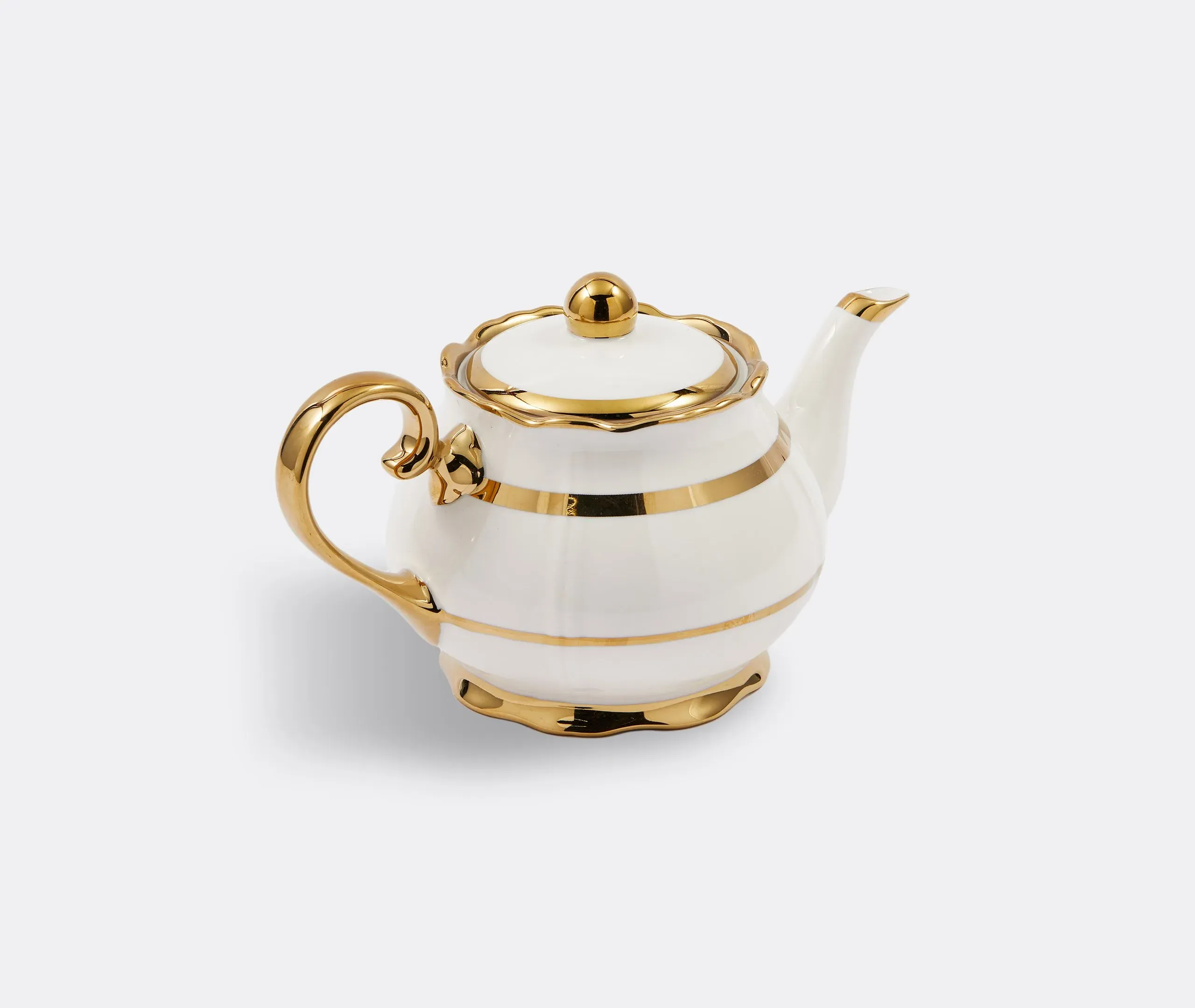 Teapot with Gilt Accents - White, Porcelain