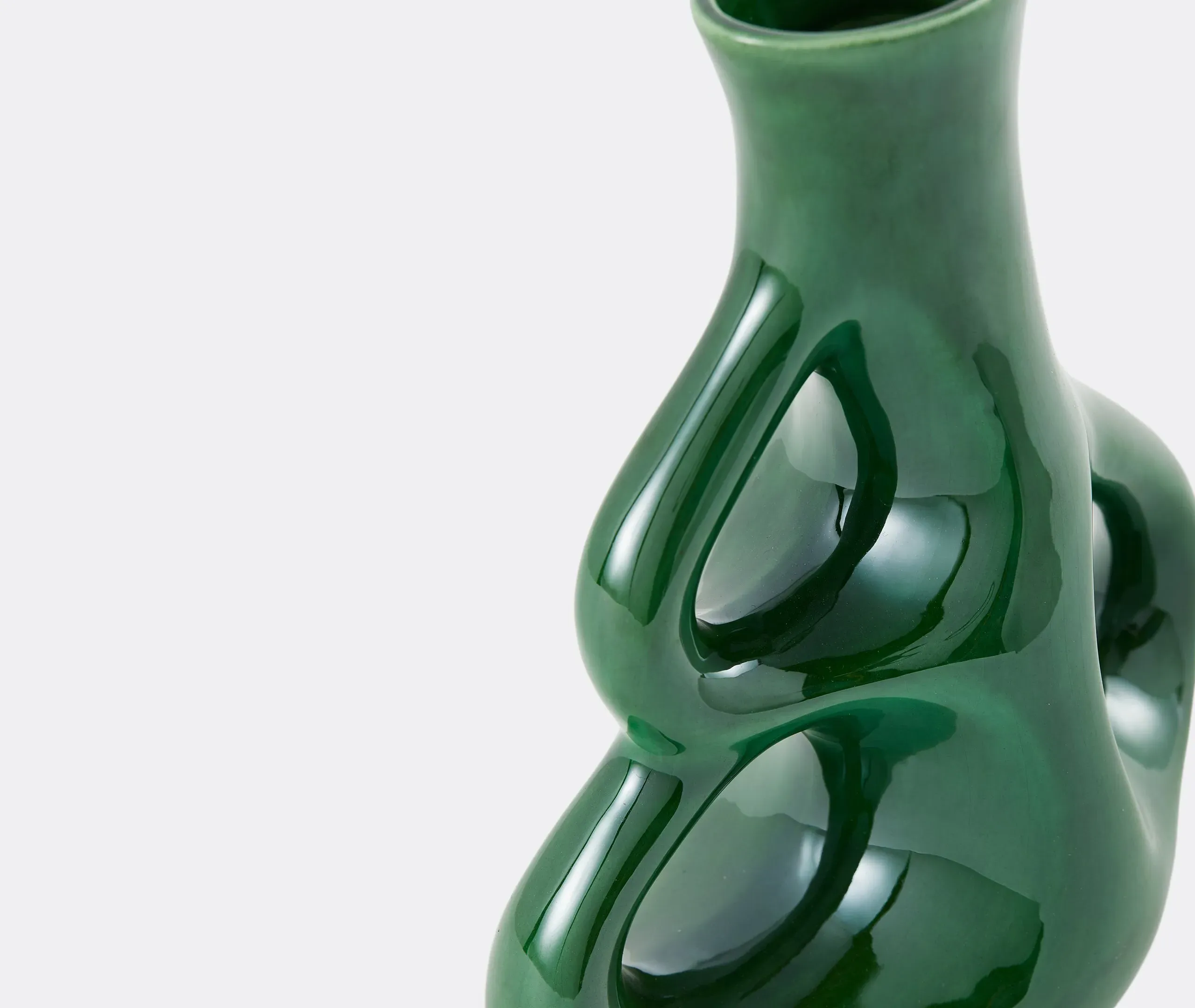Three Ears Small Vase - Dark Green, Ceramic